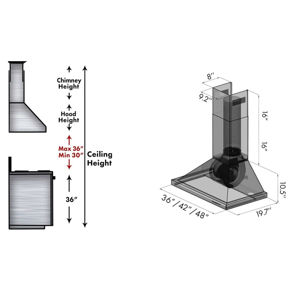 ZLINE KB 304 Stainless Steel Convertible Wall Mount Range Hood - Outdoor Approved Ventilation for Kitchens, Perfect for BBQ Grills & Outdoor Cooking Areas