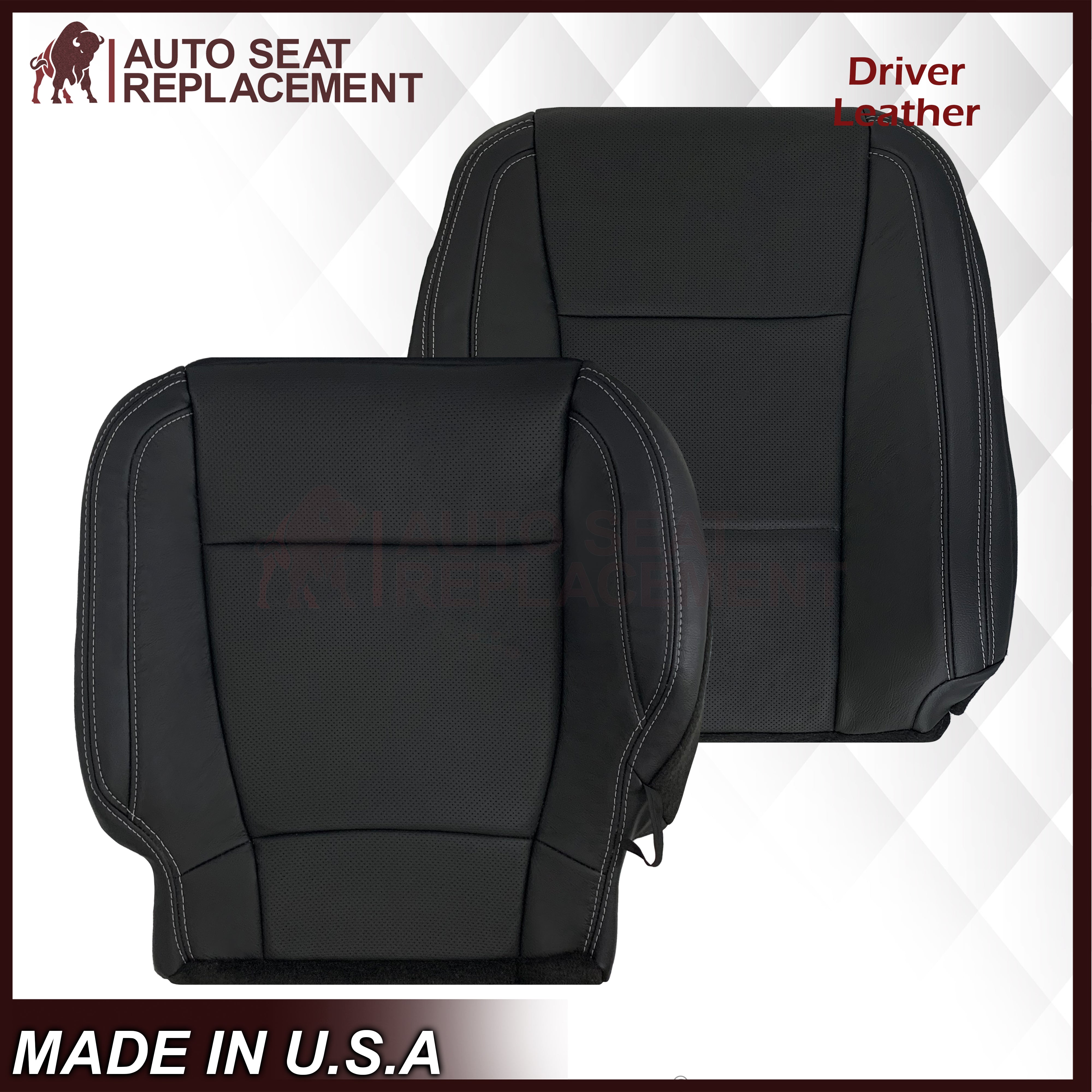 2015-2017 Ford F150 Lariat Replacement Seat Covers - Genuine Leather & Premium Synthetic Leather Options in Charcoal Black | Perfect for Truck Interior Upgrade & Protection