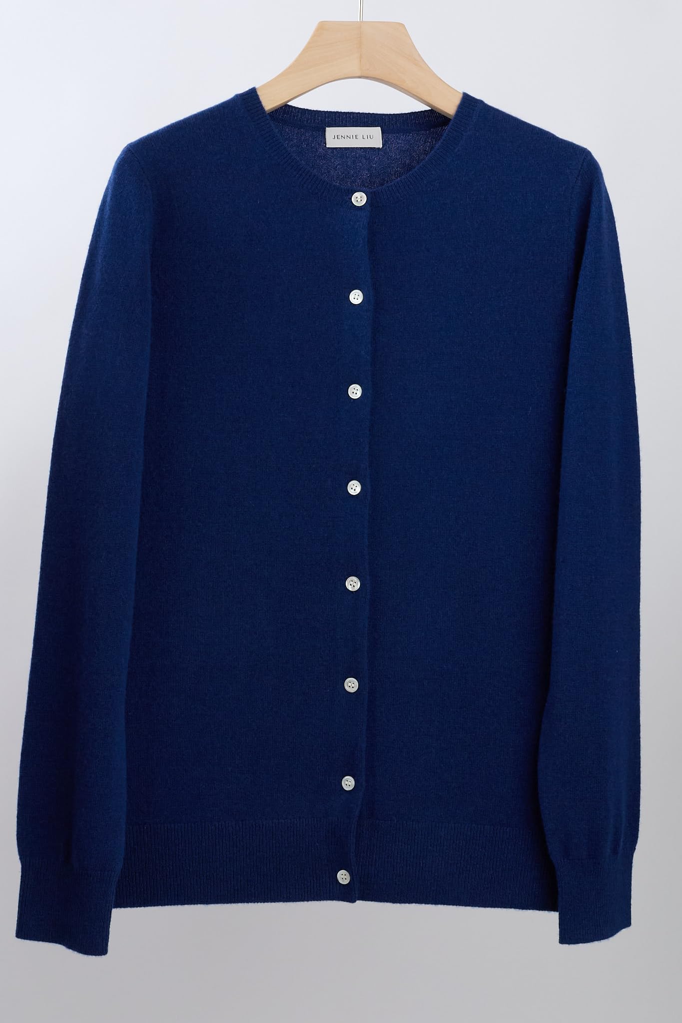 JENNIE LIU Women's 100% Pure Cashmere Button Front Long Sleeve Crewneck Cardigan Sweater | Soft & Warm Winter Knitwear | Perfect for Office, Lounge & Casual Outfits