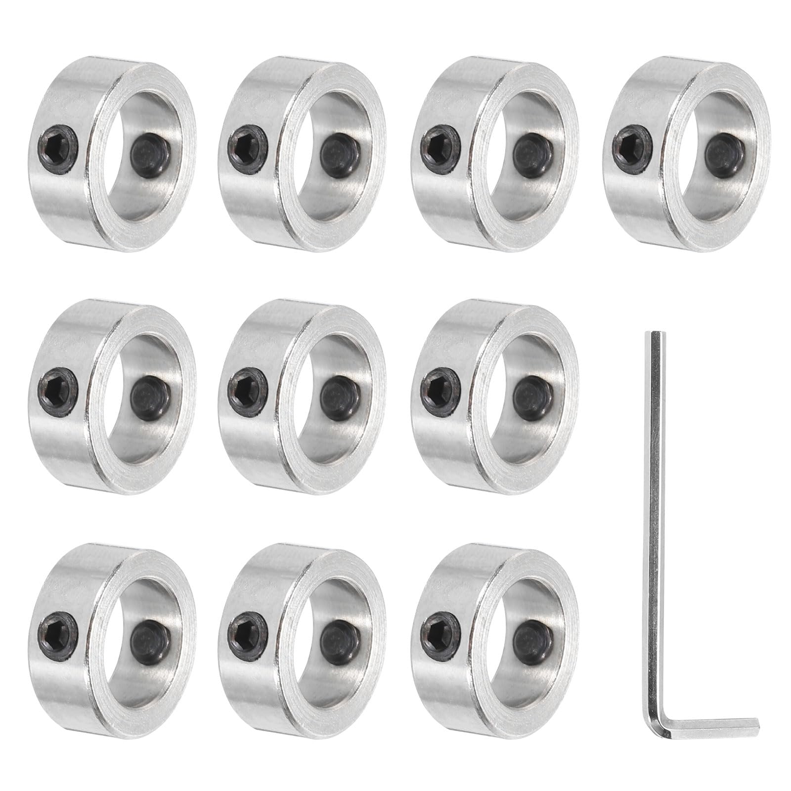 12mm Bore Aluminum Alloy Shaft Collar with M4 Screws & Wrench - CNC Parts, Machine Tools, Wheelbarrow & Lawn Tractor Accessories - Durable Clamping Collar for Industrial & DIY Projects (Silver, 1 Set)