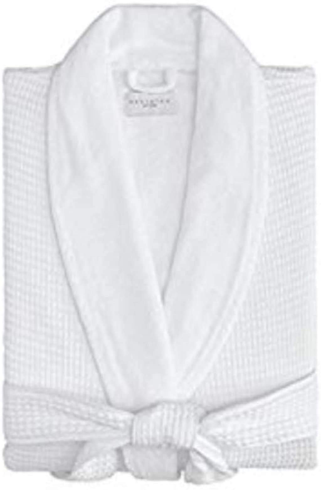 Premium 100% Cotton Waffle Terry Bathrobe - Soft Thick Terry Lining & Textured Beige Waffle Exterior | Made in Turkey | Spa, Hotel & Home Relaxation Wear