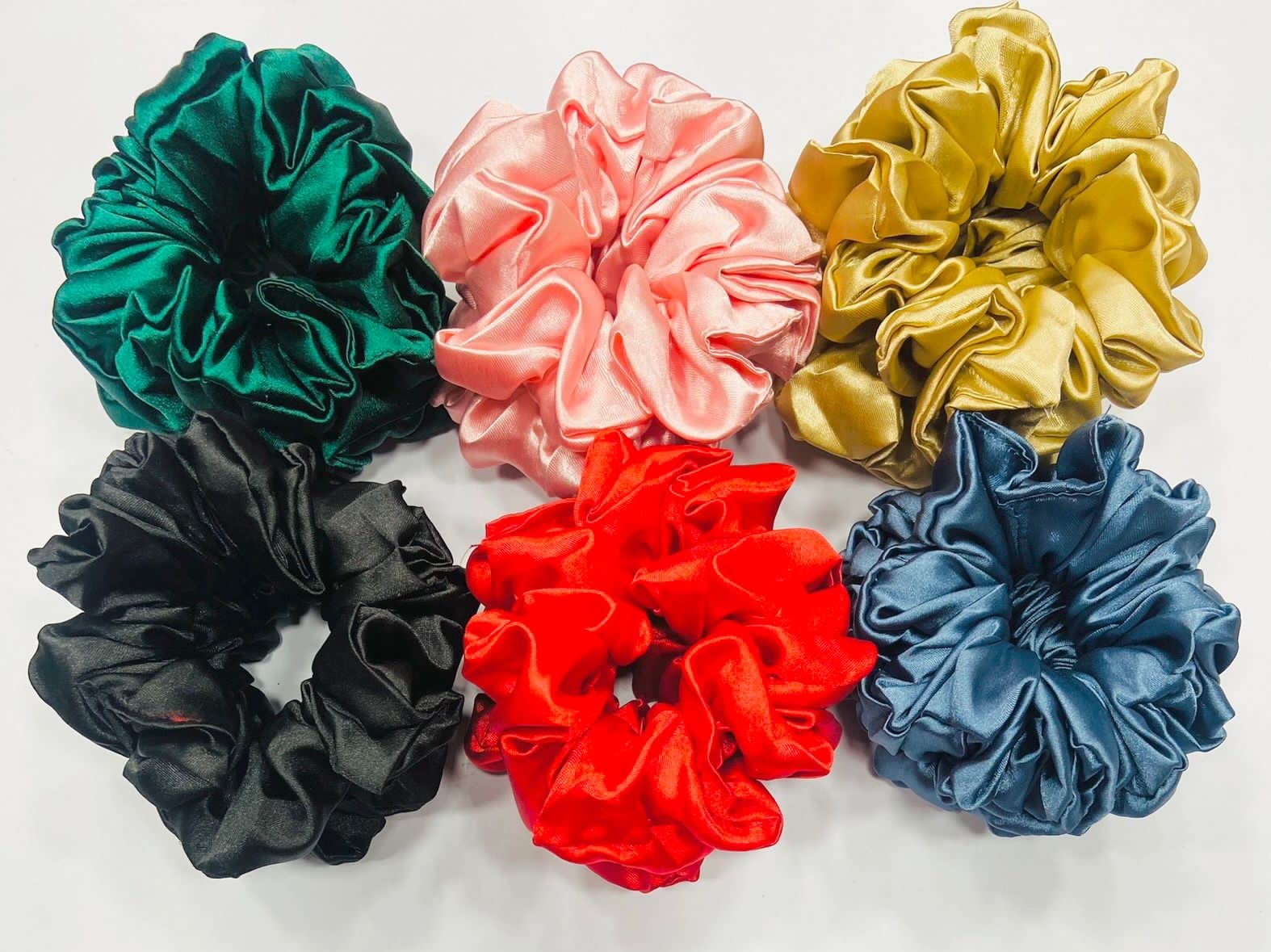6 Pieces Satin Silk Scrunchies for Women - Soft No Slip Hair Ties, Gentle Ponytail Holders for Thick Hair (Perfect for Work, Gym & Everyday Use)