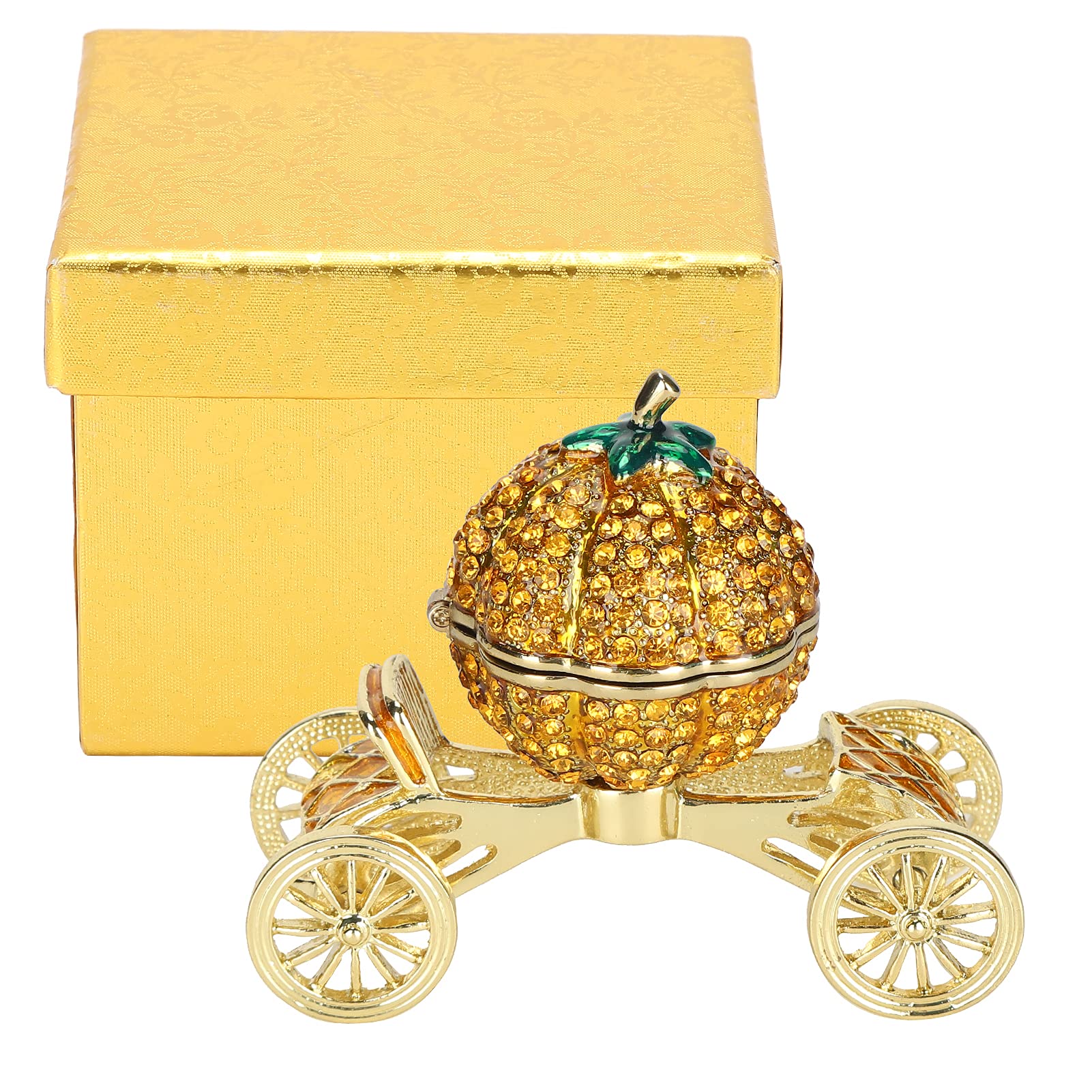 Pumpkin Carriage Jewelry Box - Elegant Decorative Trinket Storage for Necklaces, Rings & Keepsakes | Perfect for Thanksgiving, Mother's Day & Valentine's Day Gifts | Desktop Display & Home Decor