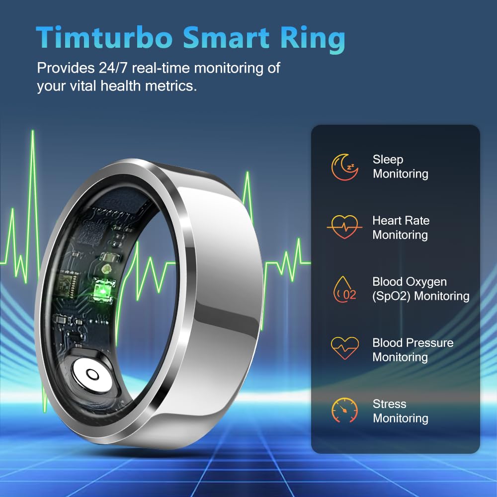 Smart Health & Fitness Ring with Charging Case - Waterproof Activity Tracker for Men & Women | Bluetooth Connected Step Counter, Calorie & Distance Monitor | Compatible with Android & iOS | Perfect for Workouts, Sleep Tracking & Daily Health Monitoring