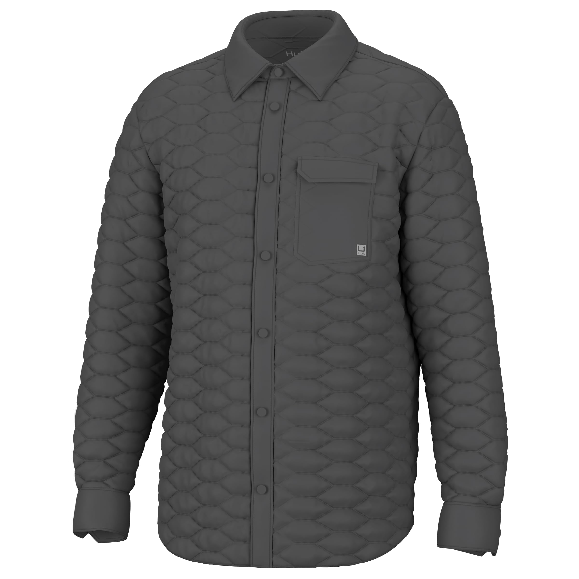 HUK Men's Tarpon Quilt Shacket - Button-Down Shirt Jacket Hybrid for Outdoor Camping & Casual Wear