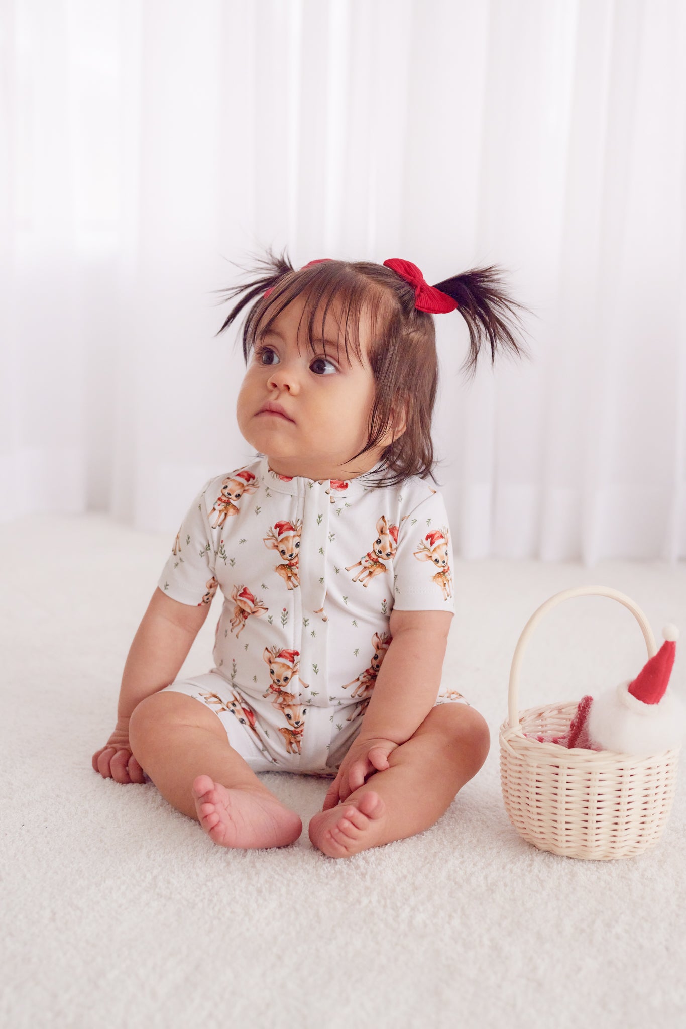 Summer Zip Romper for Baby & Toddler - Dasher the Reindeer Outfit | Cute Holiday Christmas Pajamas for Boys & Girls | Perfect for Family Photos, Holiday Parties & Cozy Sleepwear