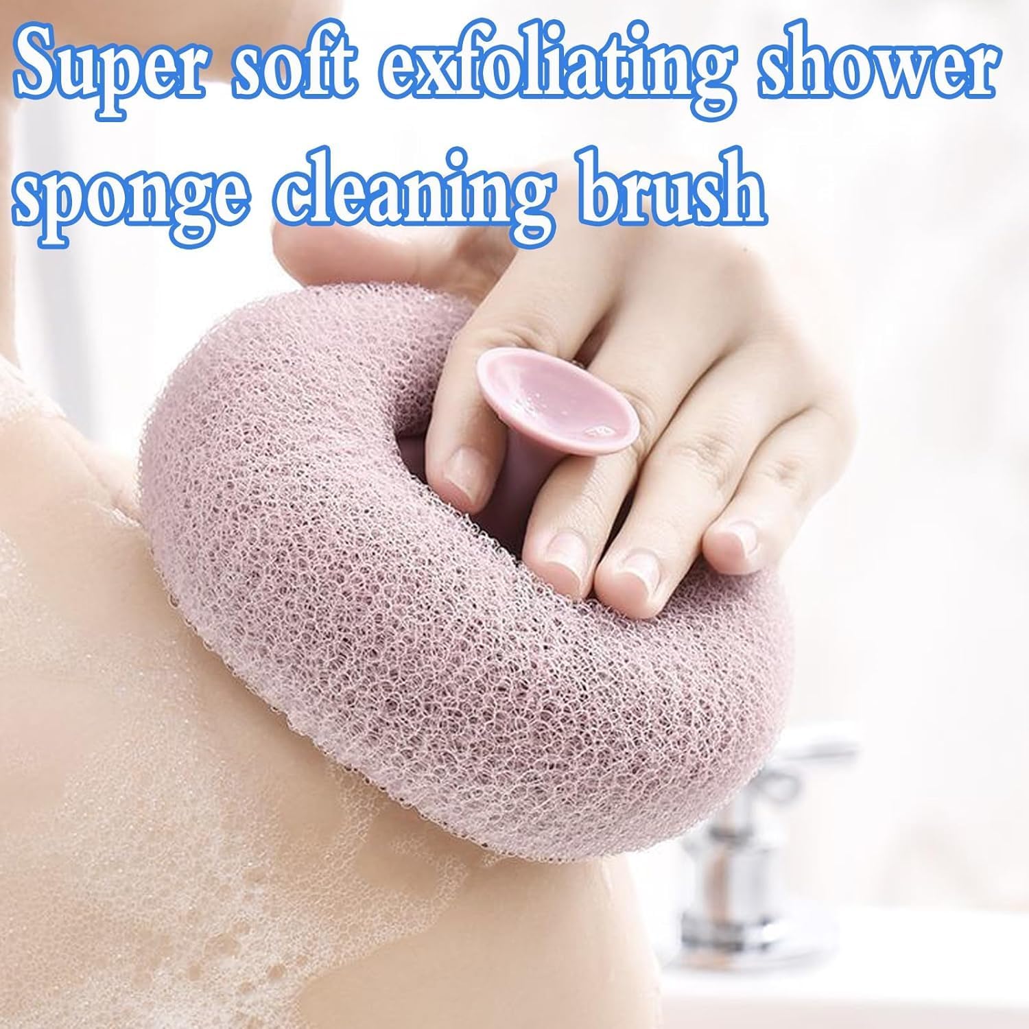 Super Soft Exfoliating Bath Sponge Brush with Suction Cup - Gentle Massage & Skin Cleansing for Women & Men (2-Pack, Multicolor) - Perfect for Shower, Bath & Body Scrub