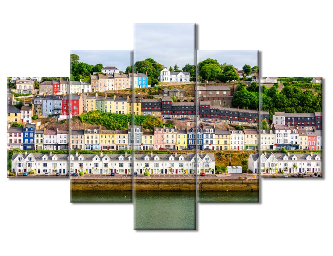 Premium 5-Panel Wall Art for Living Room - Modern Framed & Stretched Canvas Painting (60''W x 40''H) - Ready to Hang Home Decor for House, Apartment & Office | Perfect for Coastal, Irish & Contemporary Interior Design Styles