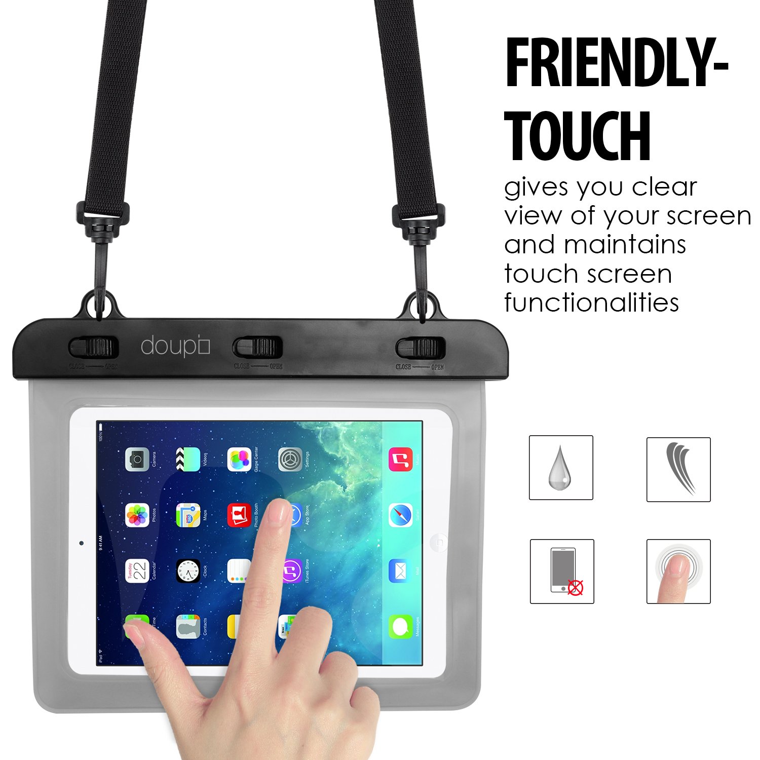 Waterproof Phone Case 220x160mm for 7/8 Inch Tablets - Compatible with iPad Mini & Samsung Galaxy Tab 7/8 Inch | Touchscreen Function | Water Resistant Protective Cover | Perfect for Beach, Pool & Outdoor Activities | White