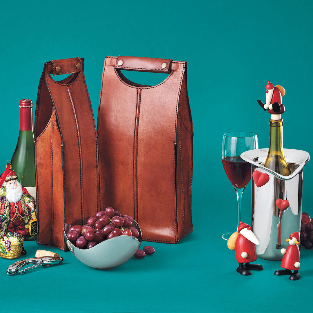 Premium Genuine Leather Wine Bottle Carrier - Double Bottle Holder for Picnics, Parties & Gifting | Elegant Wine Tote Bag for Travel & Outdoor Events