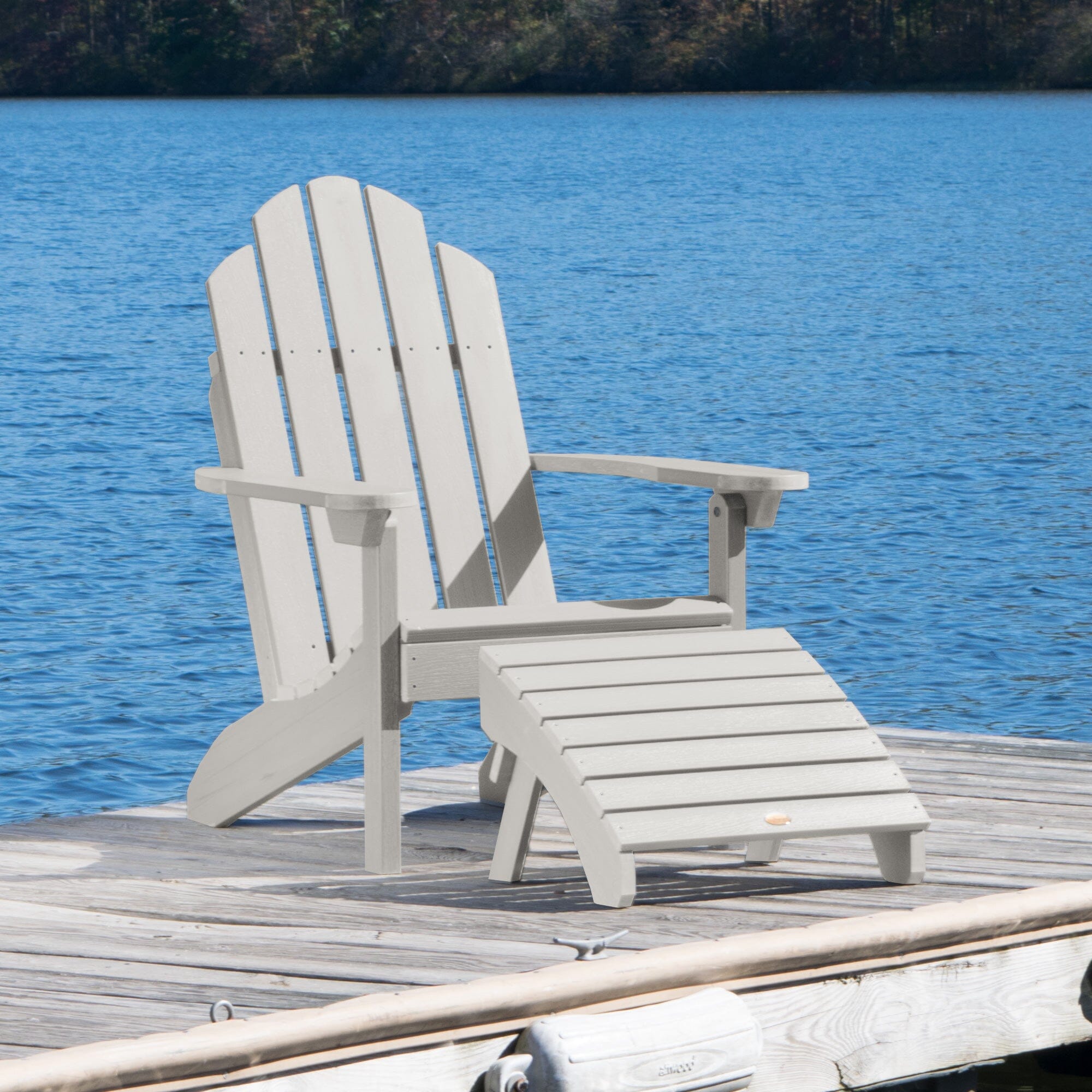 Classic Westport Adirondack Chair with Folding Ottoman - Outdoor Patio Furniture for Garden, Poolside & Backyard Relaxation