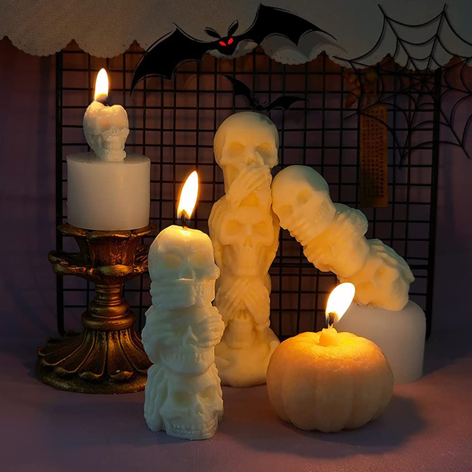 3D Skull Candle Molds for Candle Making - Halloween Resin Molds & Party Candy Molds - Perfect for DIY Crafts, Home Decor, and Spooky Halloween Party Accessories