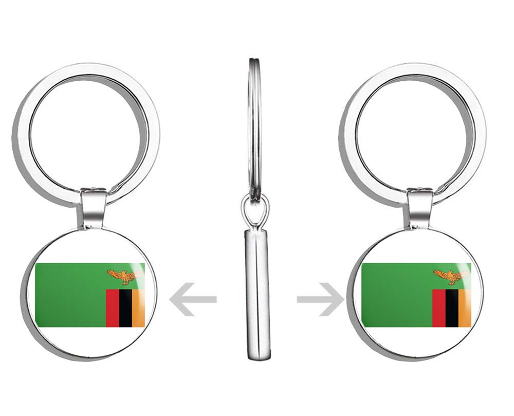 Double Sided Zambia Flag Stainless Steel Keychain - Durable Key Ring Holder with Carabiner Clip | Perfect for Travel, Gifts & Key Organization