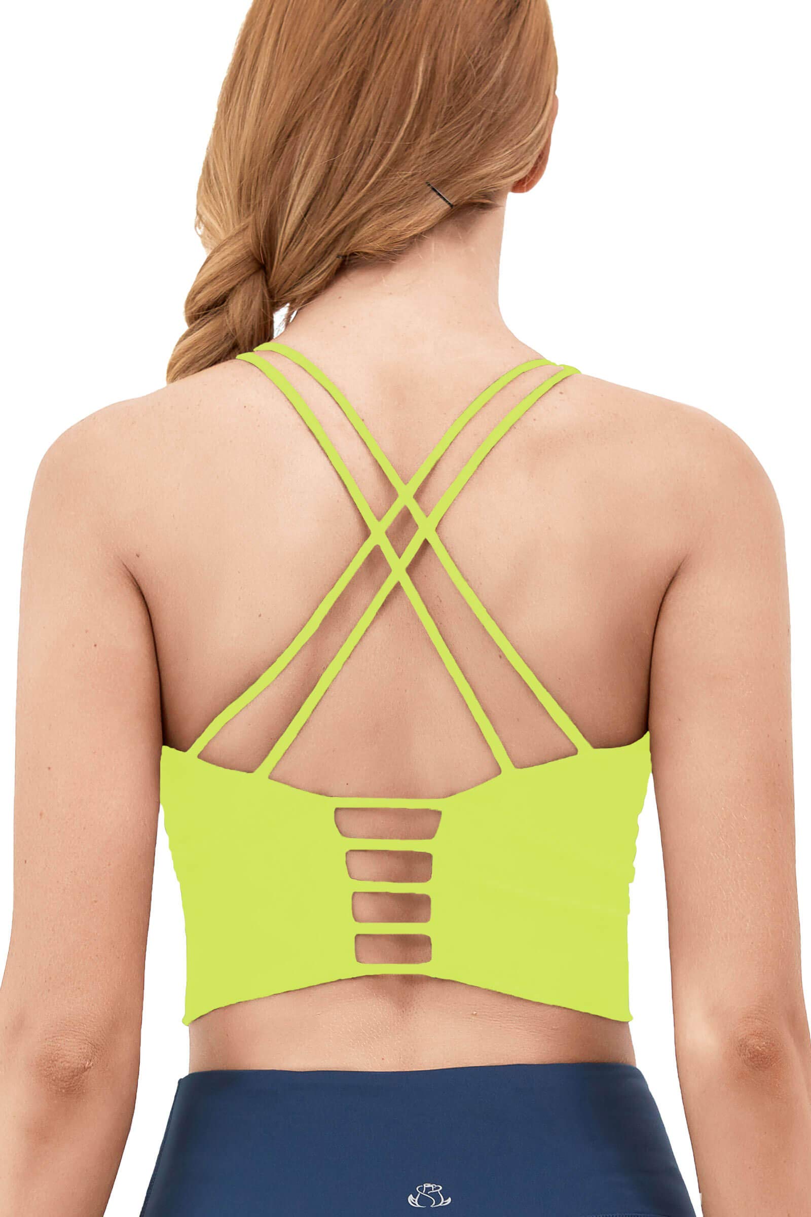 AS ROSE RICH Women's Strappy Sports Bra - Padded Workout Top with Removable Cups for Yoga, Gym & Running - Breathable Athletic Support for Active Lifestyles
