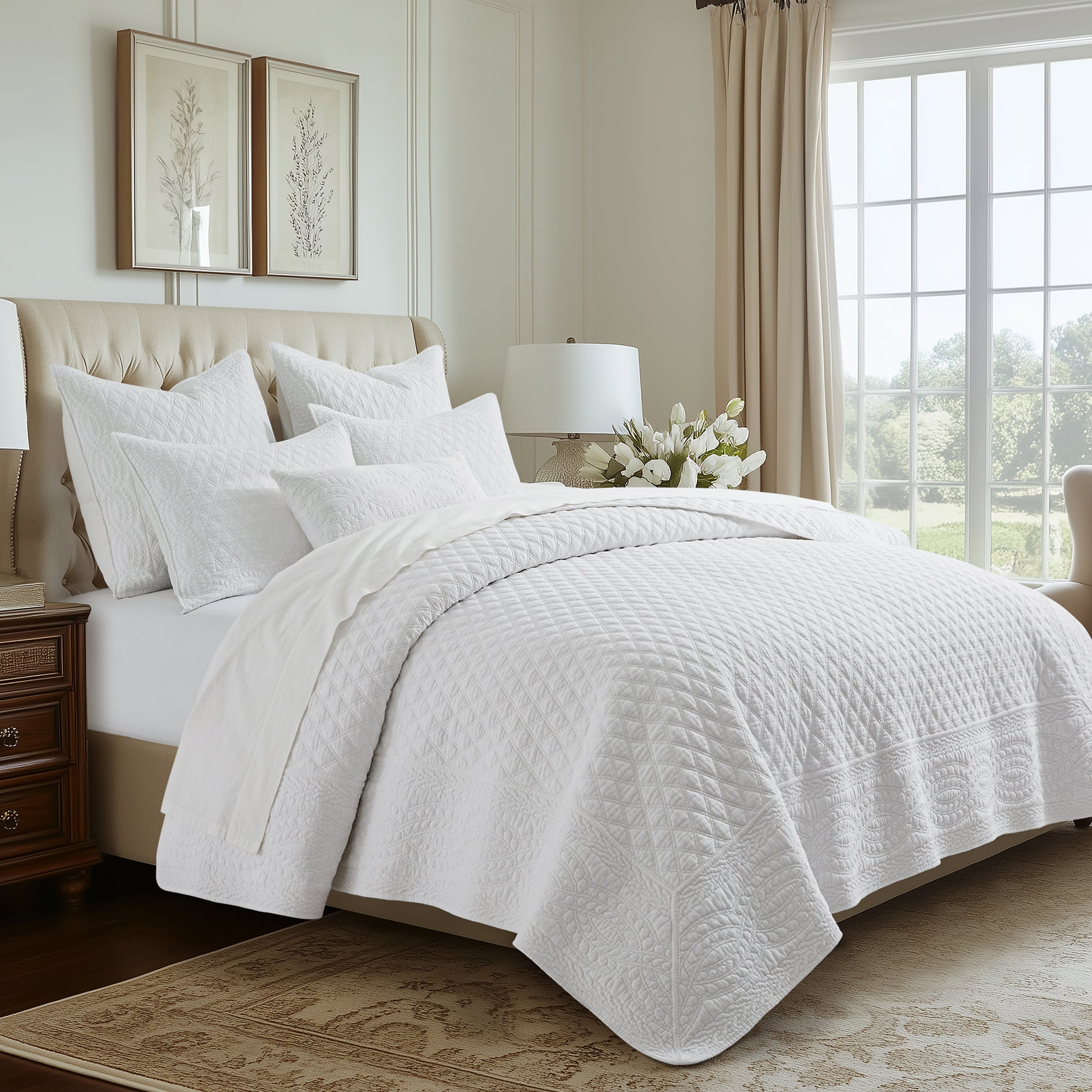 Premium Ballou Quilt Set - Soft & Breathable Bedding Collection for All Seasons | Perfect for Master Bedroom, Guest Room & Dorm Decor