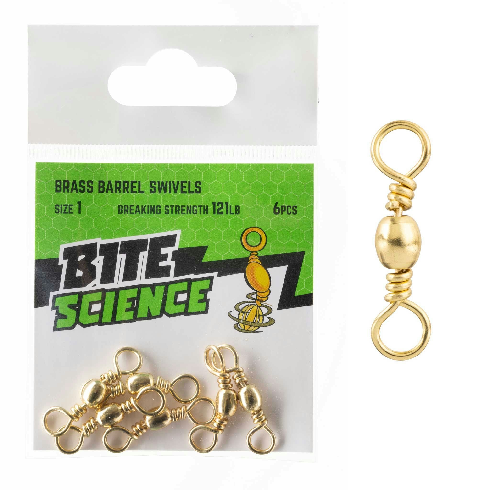 Bite Science Swivels Brass Barrel - High-Quality Fishing Swivel for Saltwater & Freshwater - Perfect for Anglers & Outdoor Enthusiasts