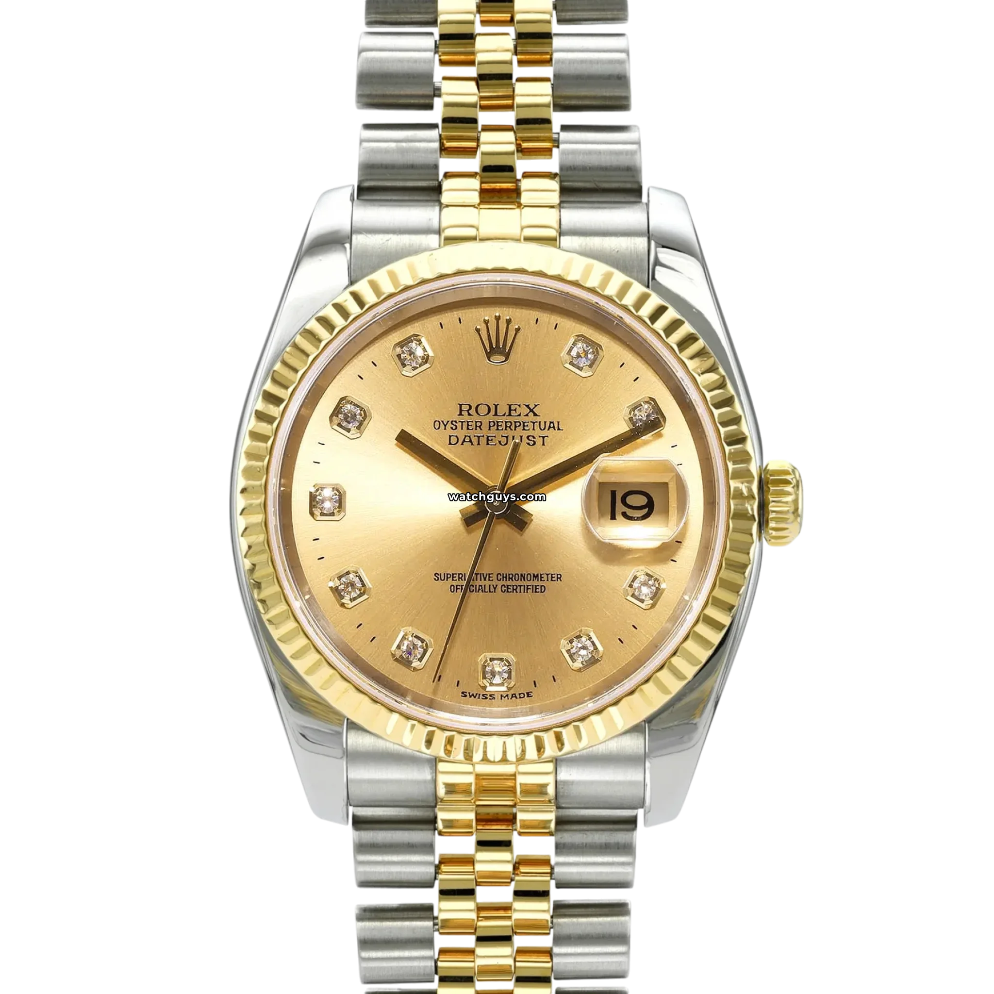 Rolex Datejust 116233 Men's Watch - 36mm Champagne Dial, Diamond Markers, Jubilee Bracelet - Luxury Dress Watch for Business & Formal Occasions