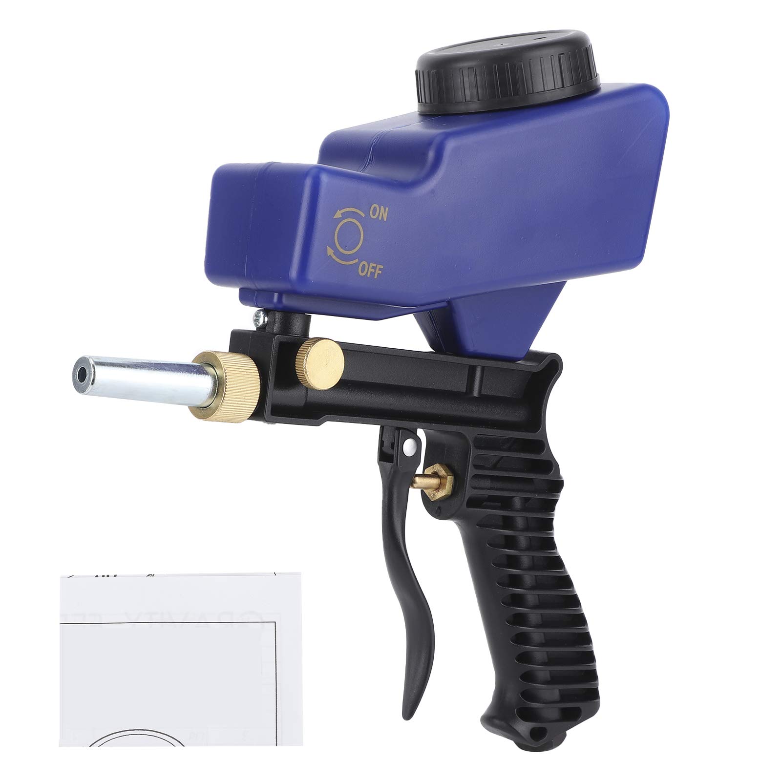 Portable Gravity Feed Sandblasting Gun - Small Sandblaster Tool for Auto Body Repair, Rust Removal & Surface Preparation | Car Detailing, Metal Cleaning & DIY Projects (Blue)