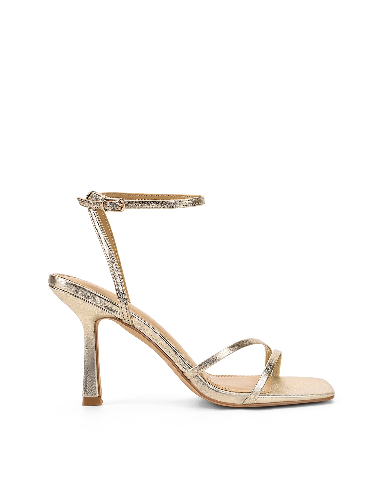 Gold Metallic Leather Strappy Heels for Women - Elegant Party Shoes for Weddings, Prom & Evening Events
