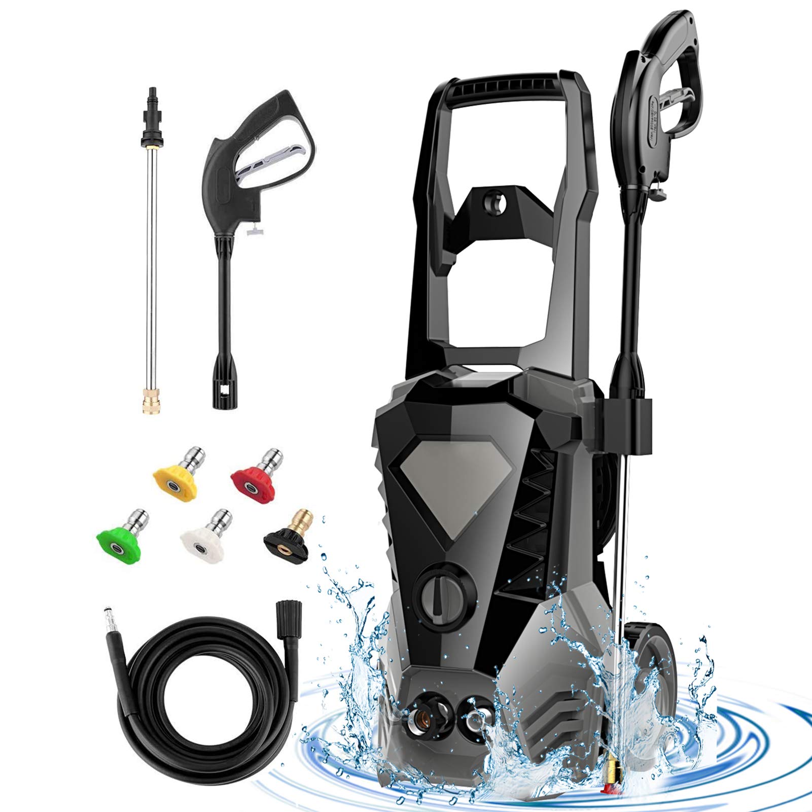 **Hopekings 2000PSI Electric Pressure Washer - High Power Pressure Cleaner Machine with 5 Nozzles & Hose Gun - Ideal for Car Washing, Home, Driveway, Patio, Garden & Yard Cleaning**