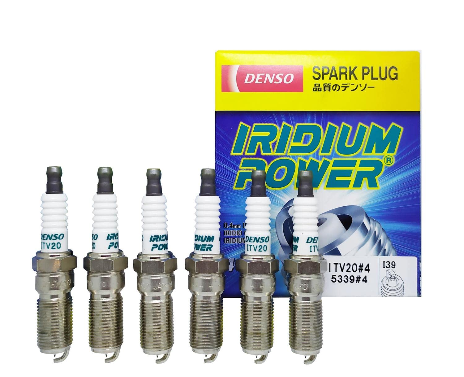 DENSO 5339 Iridium Power Spark Plugs ITV20 - 6 Pack New | High Performance Spark Plugs for Cars, Trucks & SUVs | Improves Fuel Efficiency & Engine Performance