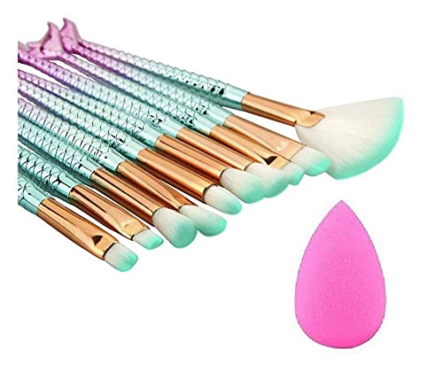 Famecia Makeup Brush Set with Pink Beauty Blender - 12 Piece Professional Cosmetic Brushes for Foundation, Blush, Eyeshadow & Contouring - Perfect for Makeup Artists & Beginners (Home, Travel, Salon Use)