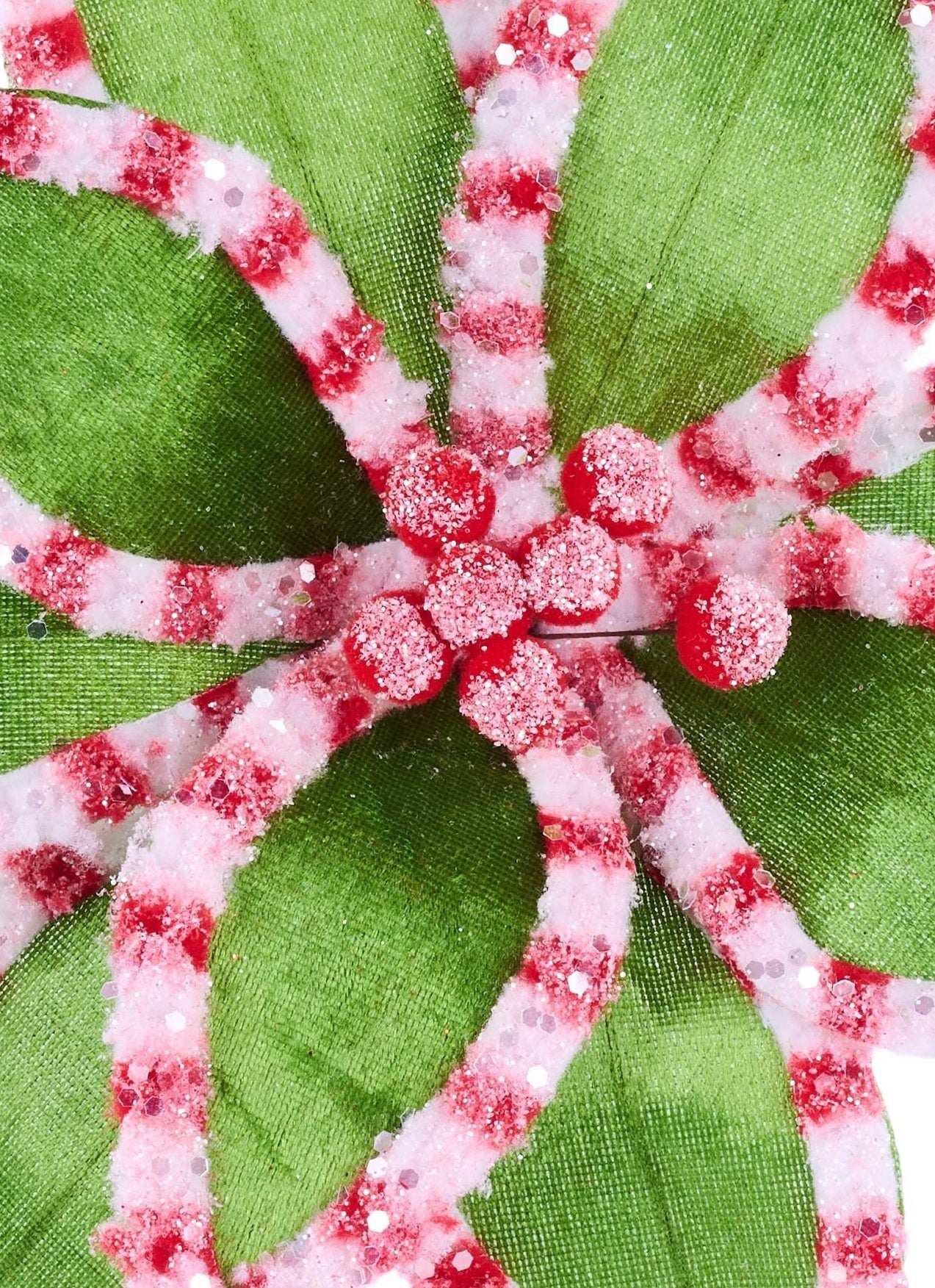 20-Pack Pink Red Green Glitter Candy Poinsettia Stems for Christmas Decorations, Holiday Party Centerpieces, and DIY Floral Arrangements