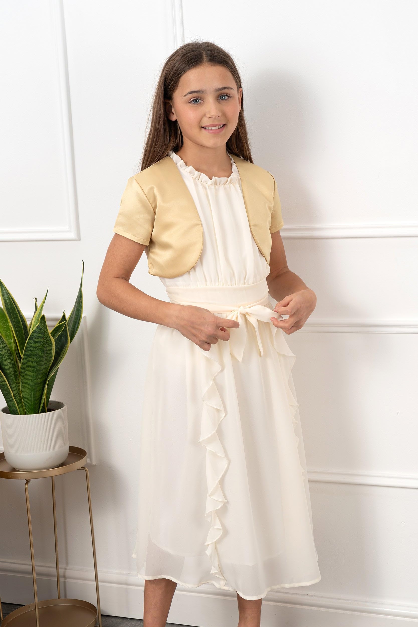 Black Butterfly Girls Satin Short Sleeve Bolero Shrug - Elegant Kids' Cover-Up for Weddings, Parties & Special Occasions