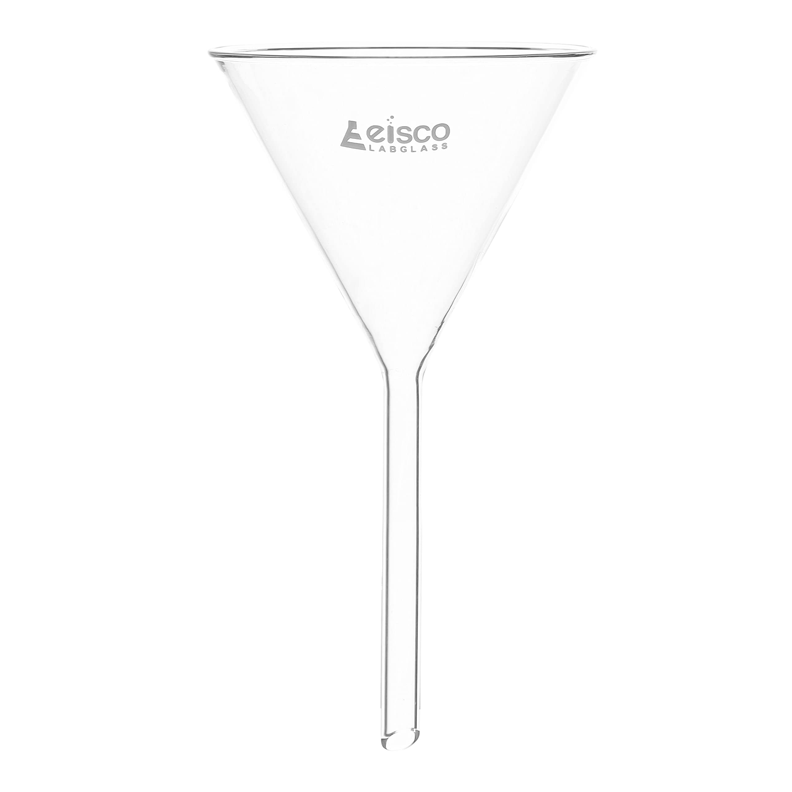 Eisco Labs 75mm Borosilicate Glass Filter Funnel with 60º Angle & 8mm Plain Stem - Ideal for Chemistry Labs, Scientific Experiments & Liquid Filtration