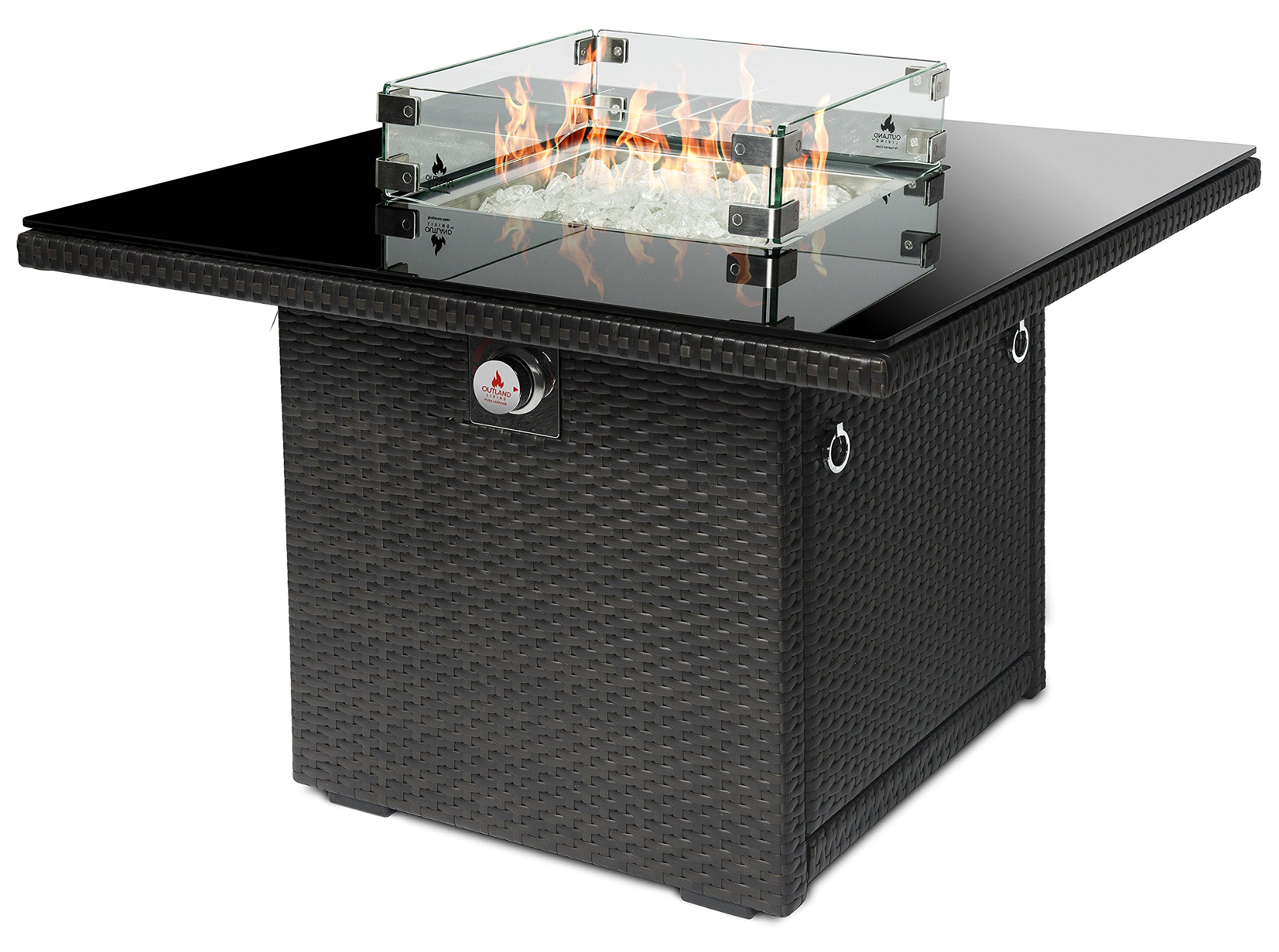 Outland Fire Table 3 Piece Square Accessory Set - Tempered Glass Lid Insert, Wind Guard Fence & UV Resistant Cover for 36-Inch Square Propane Fire Pits - Perfect for Outdoor Patio, Backyard & Camping Gatherings