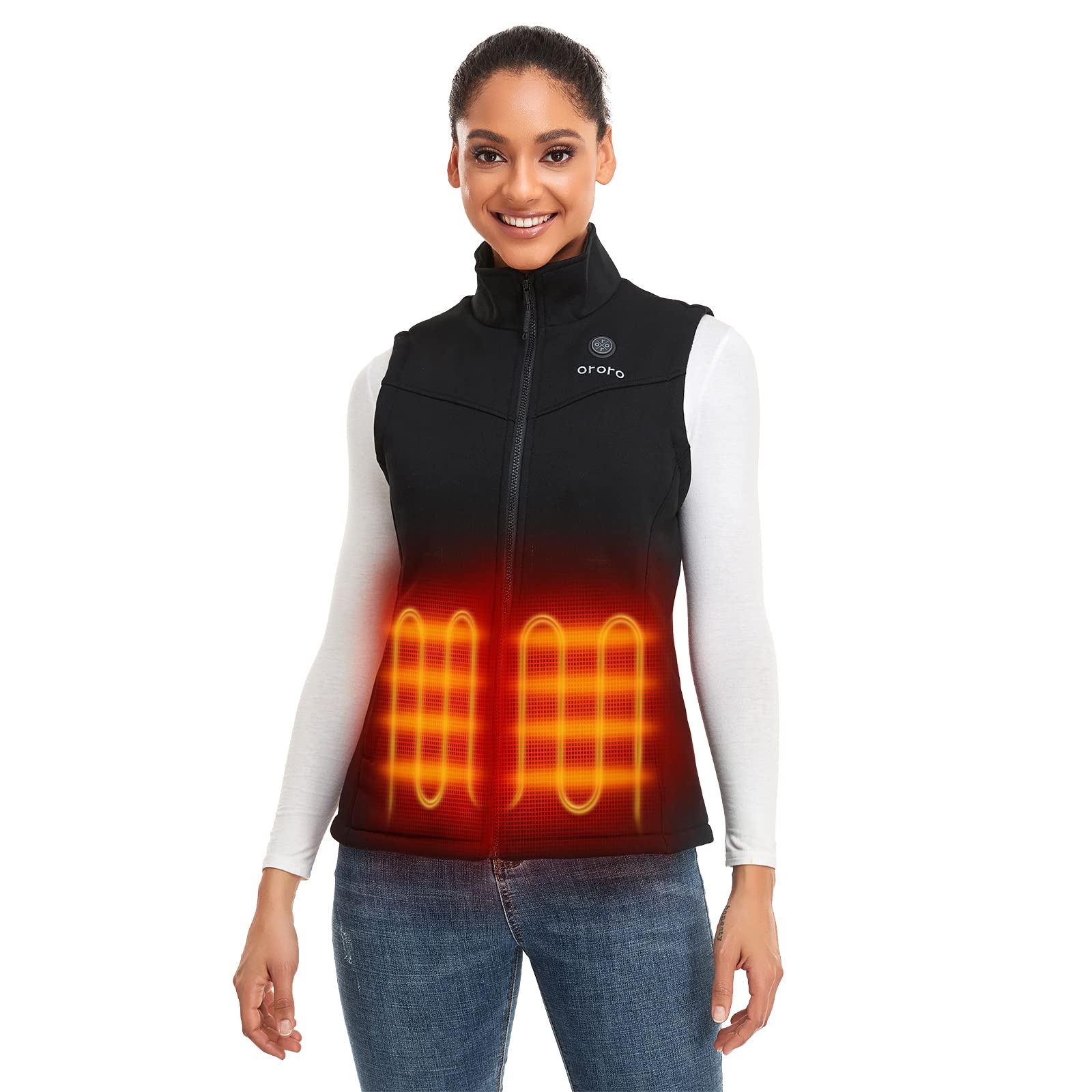 ORORO Women's Heated Vest with Rechargeable Battery - Electric Fleece Base Layer for Winter Outdoor Activities, Hiking & Work