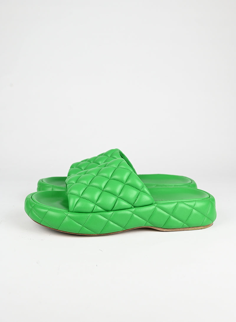 Bottega Veneta Green Leather Sandals Women's Size 39 - Perfect for Summer Vacations & Beach Getaways