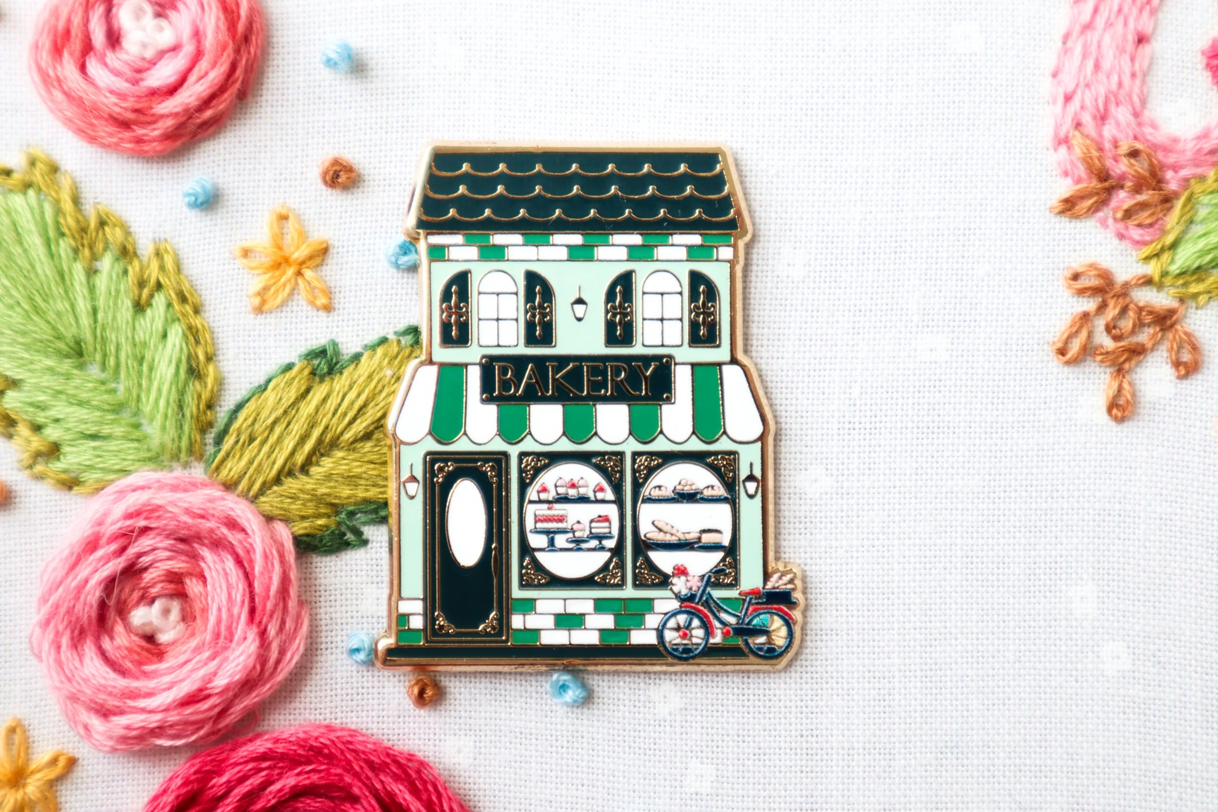 Flamingo Toes Bakery Main Street Needle Minder - Magnetic Pin Holder for Sewing, Quilting & Embroidery Projects | Perfect for Crafters & DIY Enthusiasts