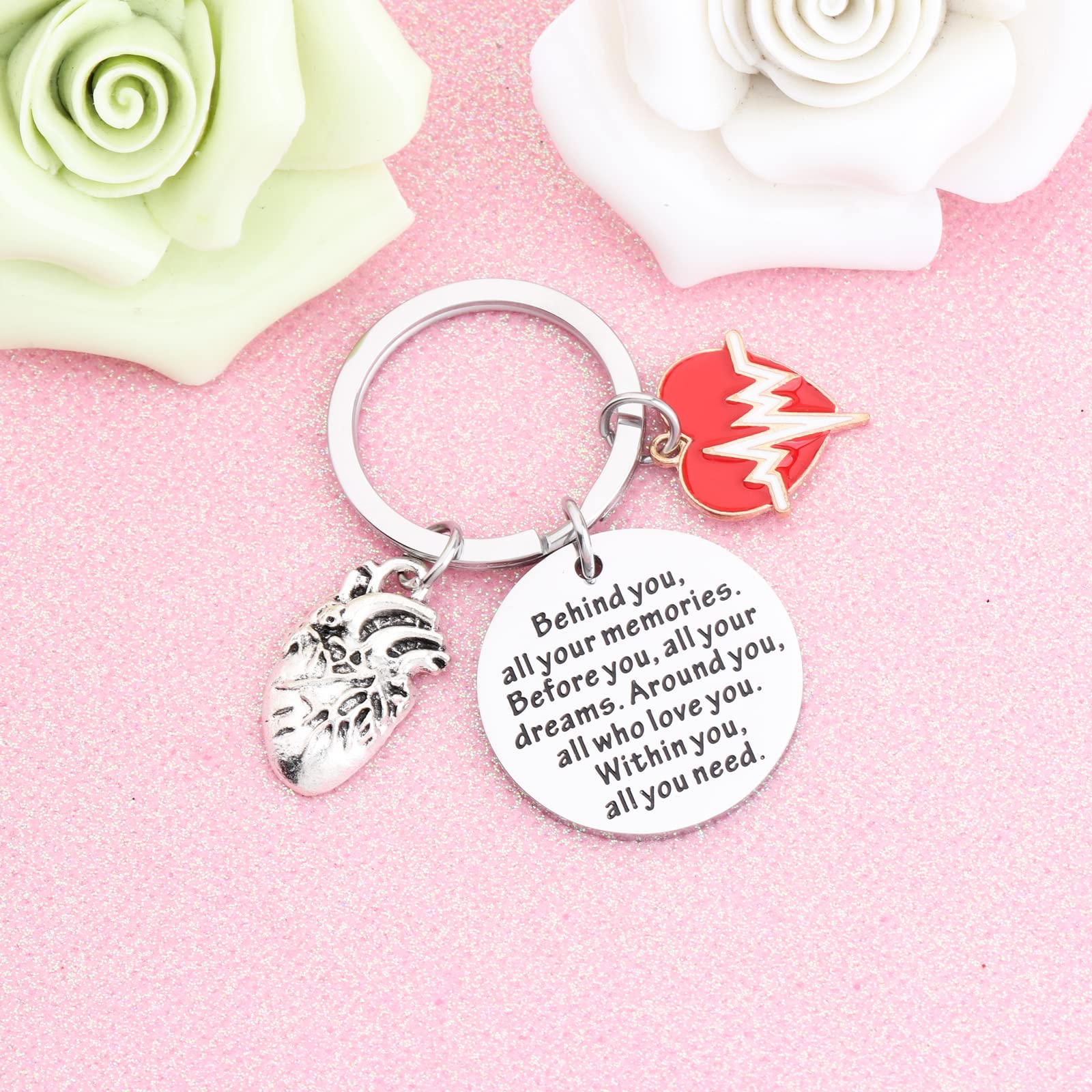 FEELMEM CHD Awareness Keychain - Congenital Heart Defect Gift for Survivors & Supporters - Heart Warrior Jewelry for Everyday Carry & Awareness Events