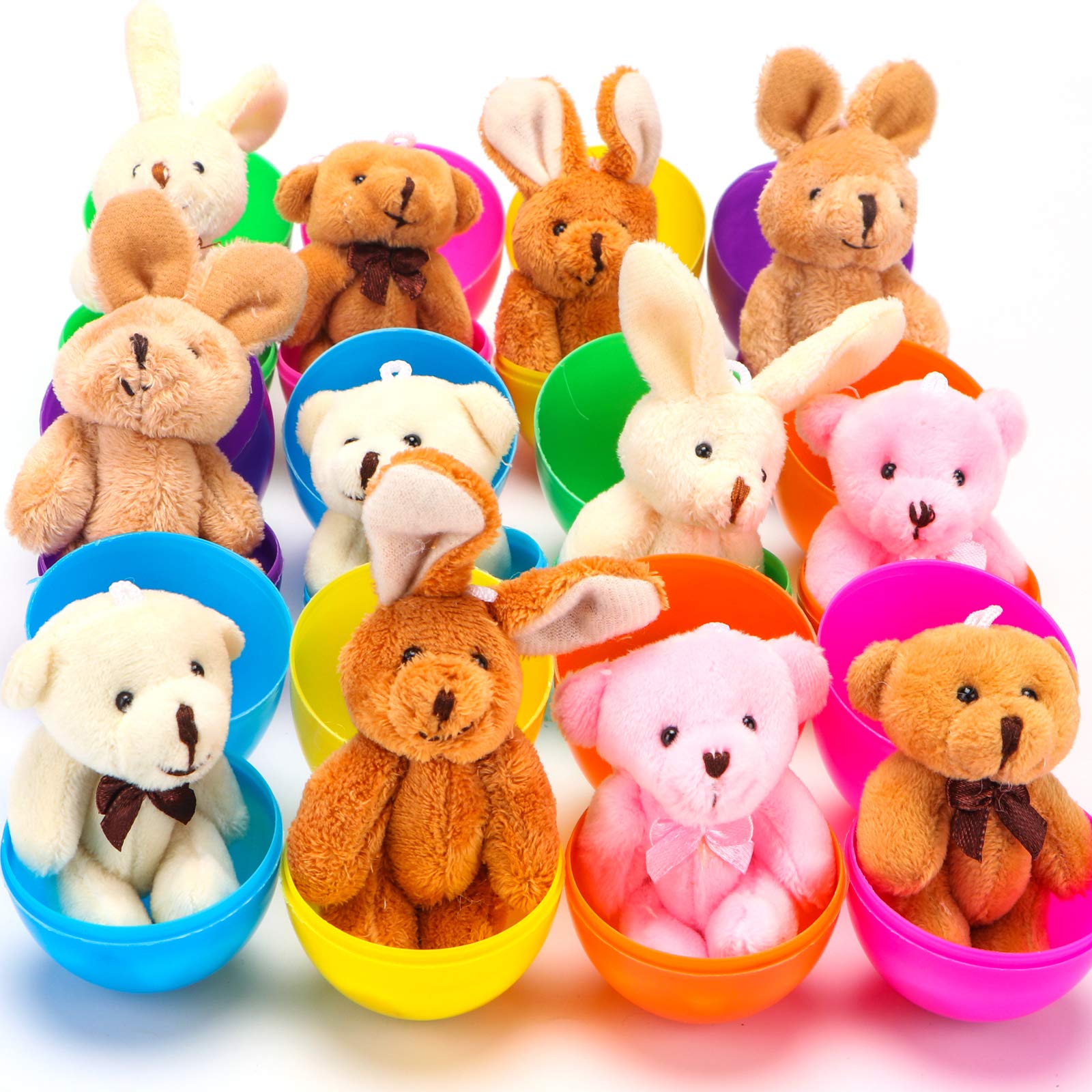 12 Pack NEWBEA Prefilled Easter Eggs with Stuffed Bunny Toys - 3.15
