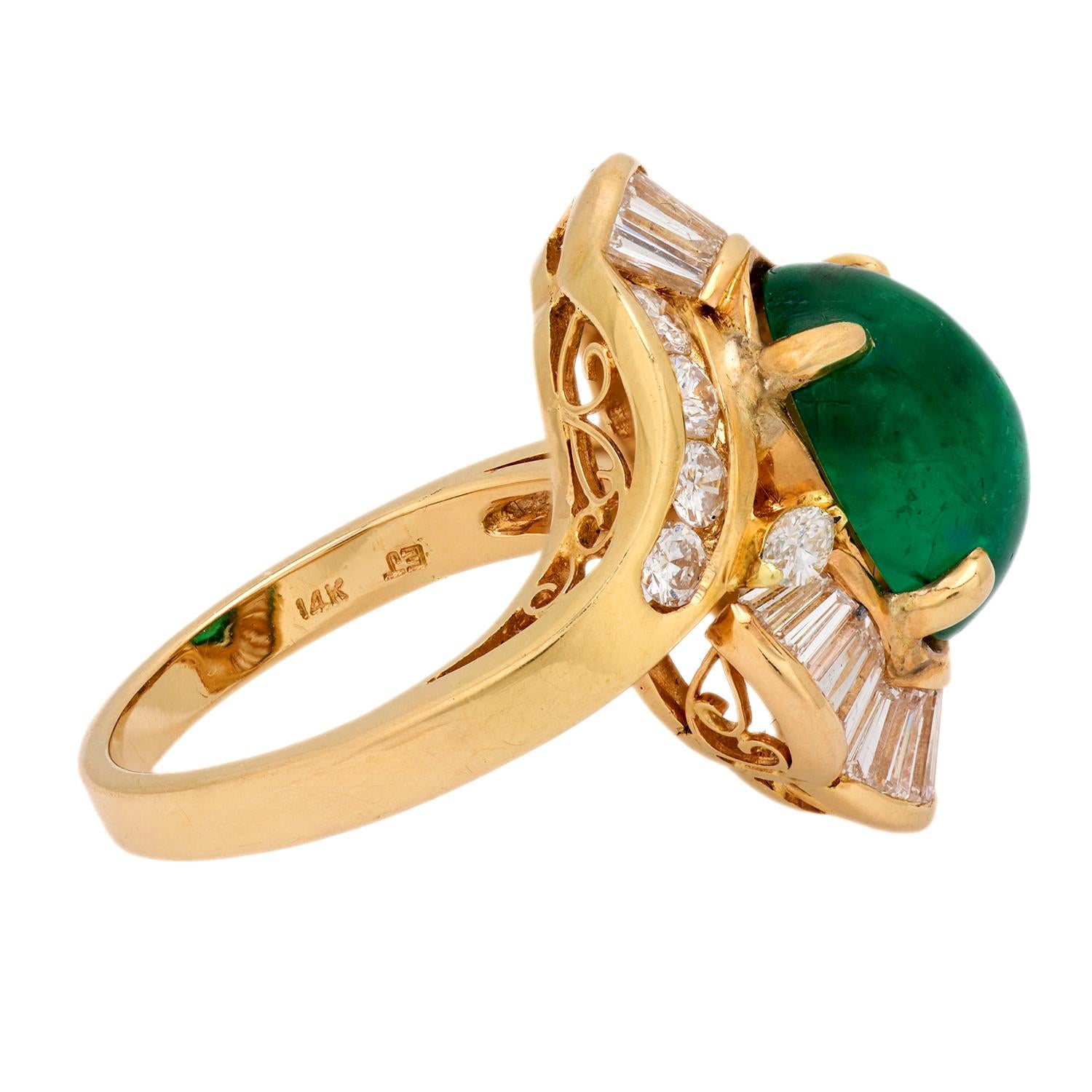 14K Gold Emerald and Diamond Halo Engagement Ring for Women - Vintage Style Wedding Band, Anniversary Gift, Bridal Jewelry