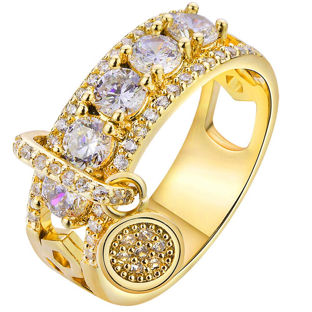 Sparkling Rhinestone Women's Ring - Elegant Gold Wedding, Engagement & Anniversary Jewelry Gift (Size US 5) | Perfect for Bridal Parties, Date Nights & Special Occasions