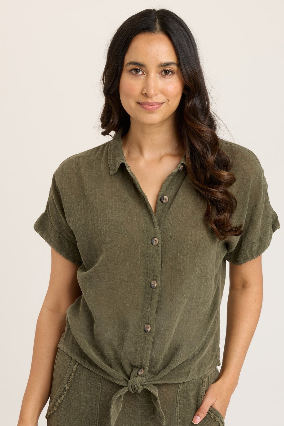 Gauze Teagan Tie Top Women's Casual Blouse - Perfect for Summer Outfits, Beach Wear & Boho Style Fashion