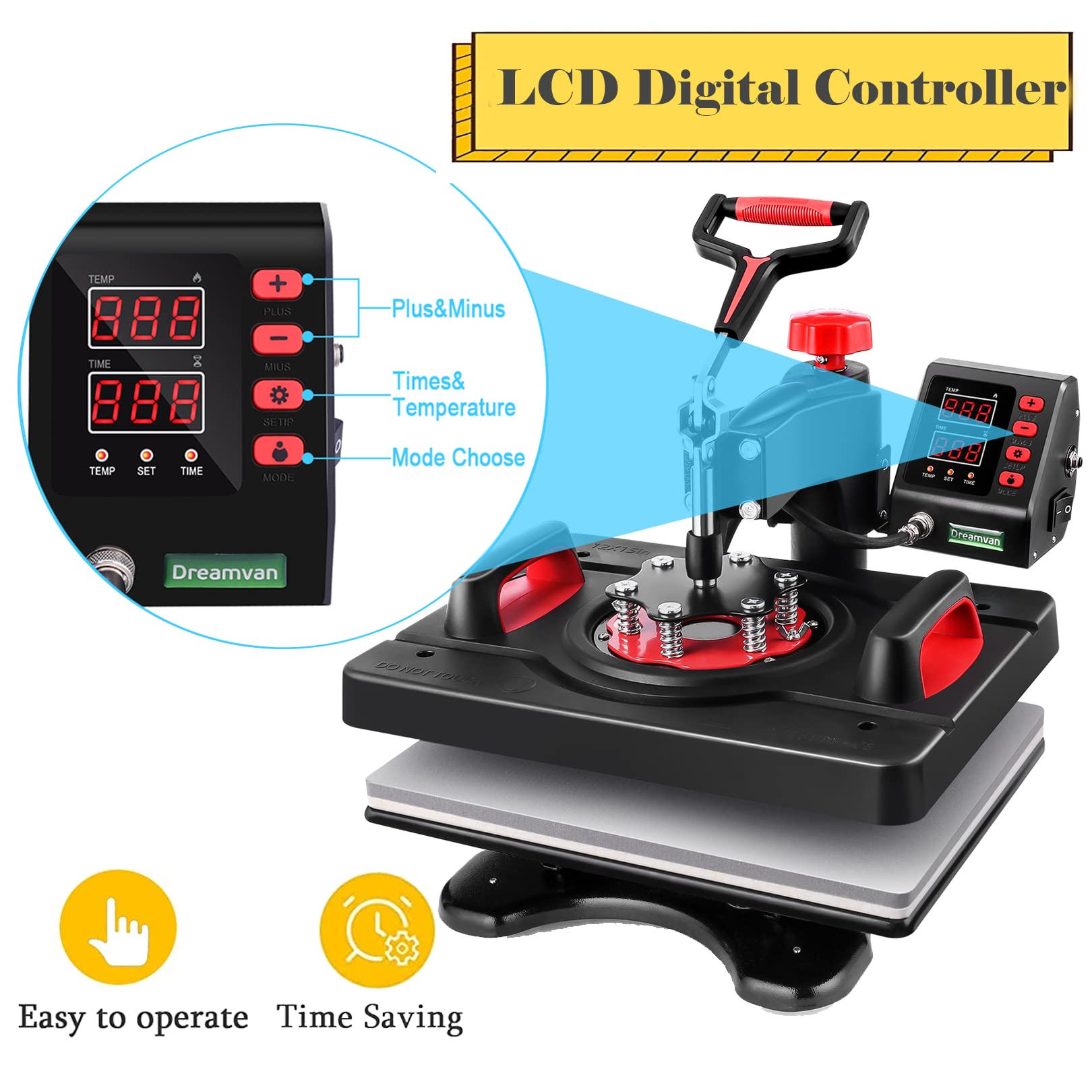 8-in-1 Upgraded 15x12 Inch Digital Swing Heat Press Machine - Industrial Quality Sublimation Heat Transfer for T-Shirts, Mugs, Hats & Plates | Perfect for DIY Crafts, Custom Apparel & Small Business Printing