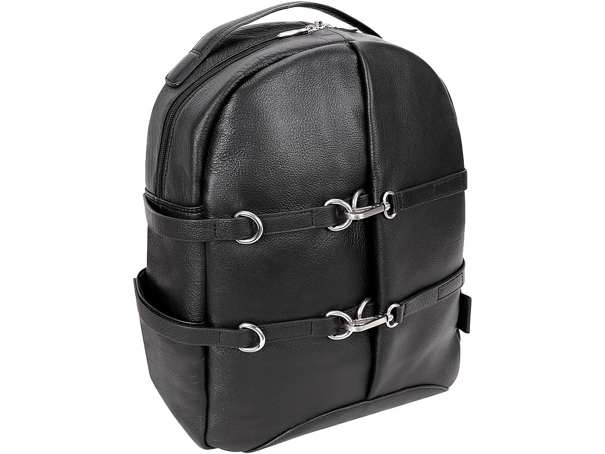 McKlein Oakland Pebble Grain Calfskin Leather 15 Inch Business Casual Laptop Backpack for Men & Women - Tablet Compartment - Durable Work & Travel Bag - Black (18795) - Perfect for Office, Commuting & Business Trips