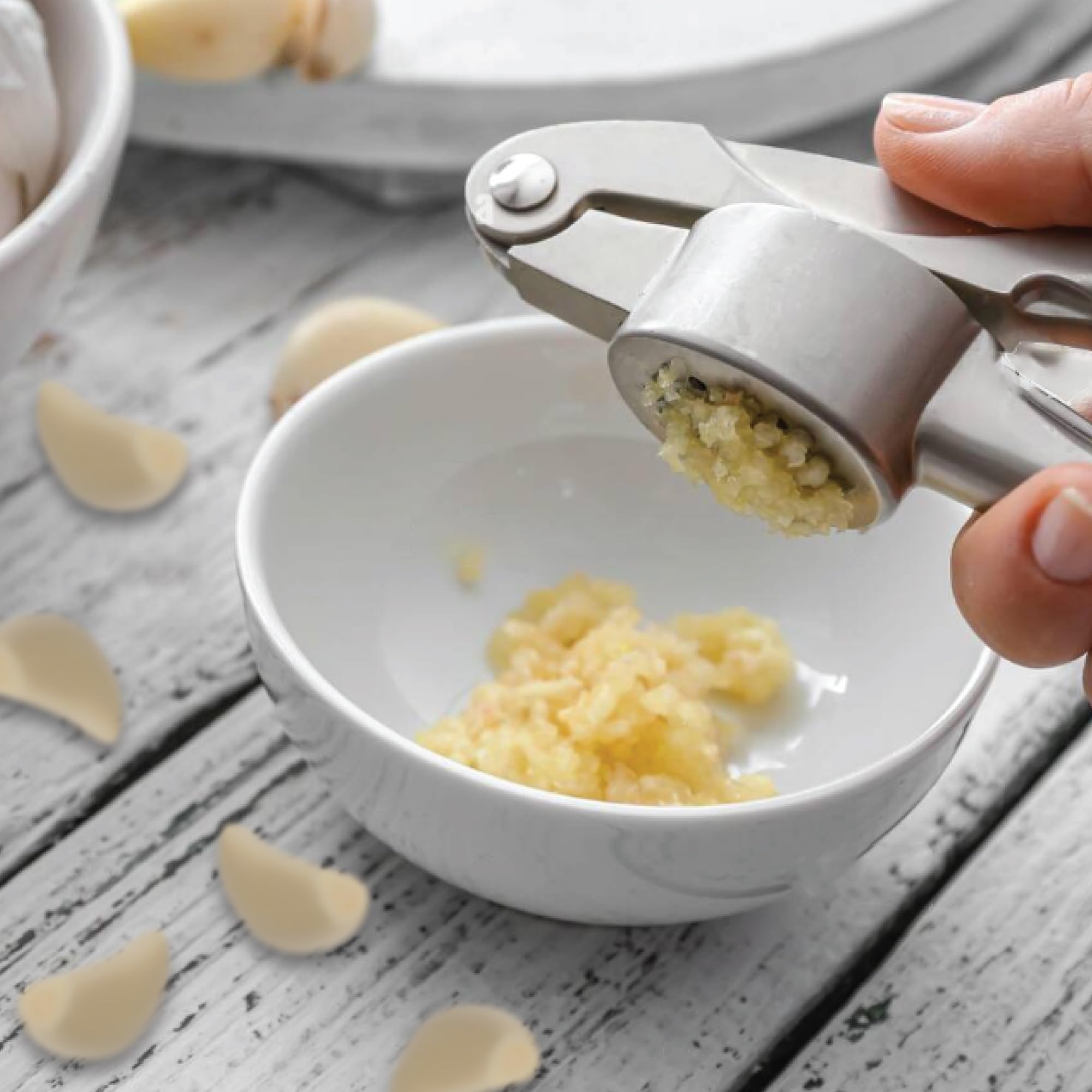 Premium Garlic Press Set - Rustproof & Dishwasher Safe - for Easy Cooking & Meal Prep