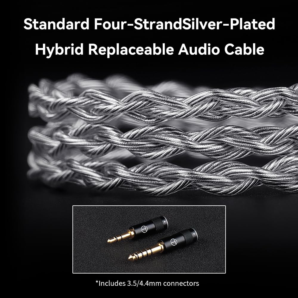 TRN White Tiger Hybrid Dual Dynamic Driver & Planar Diaphragm 0.78mm 2Pin HiFi Earphones (No Mic) - Audiophile IEMs for Music Production, Gaming & Critical Listening