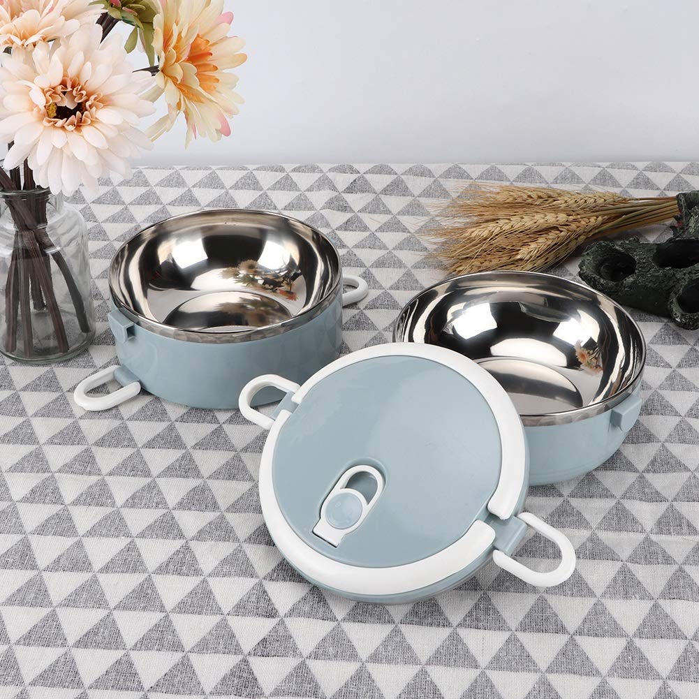 Stainless Steel Double Layer Insulated Lunch Box - Portable Thermal Food Container for Rice, Noodles & Hot Meals - Perfect for Office, School, Picnics & Travel