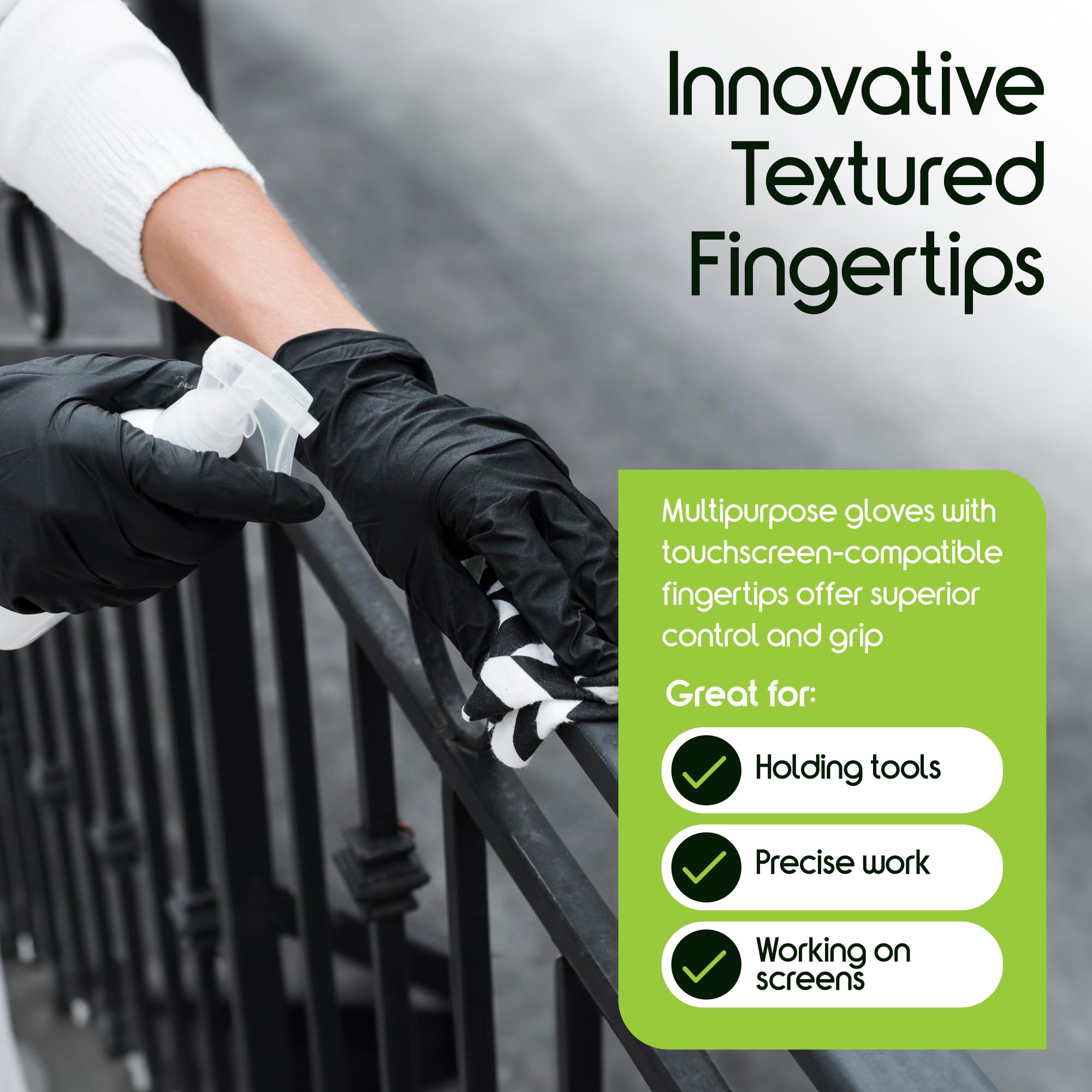 **Inspire Black Nitrile Gloves - Latex-Free Disposable Gloves for Cooking, Cleaning & Food Handling (100 Count, 4.5 Mil) - Durable & Comfortable for Home, Kitchen & Professional Use**