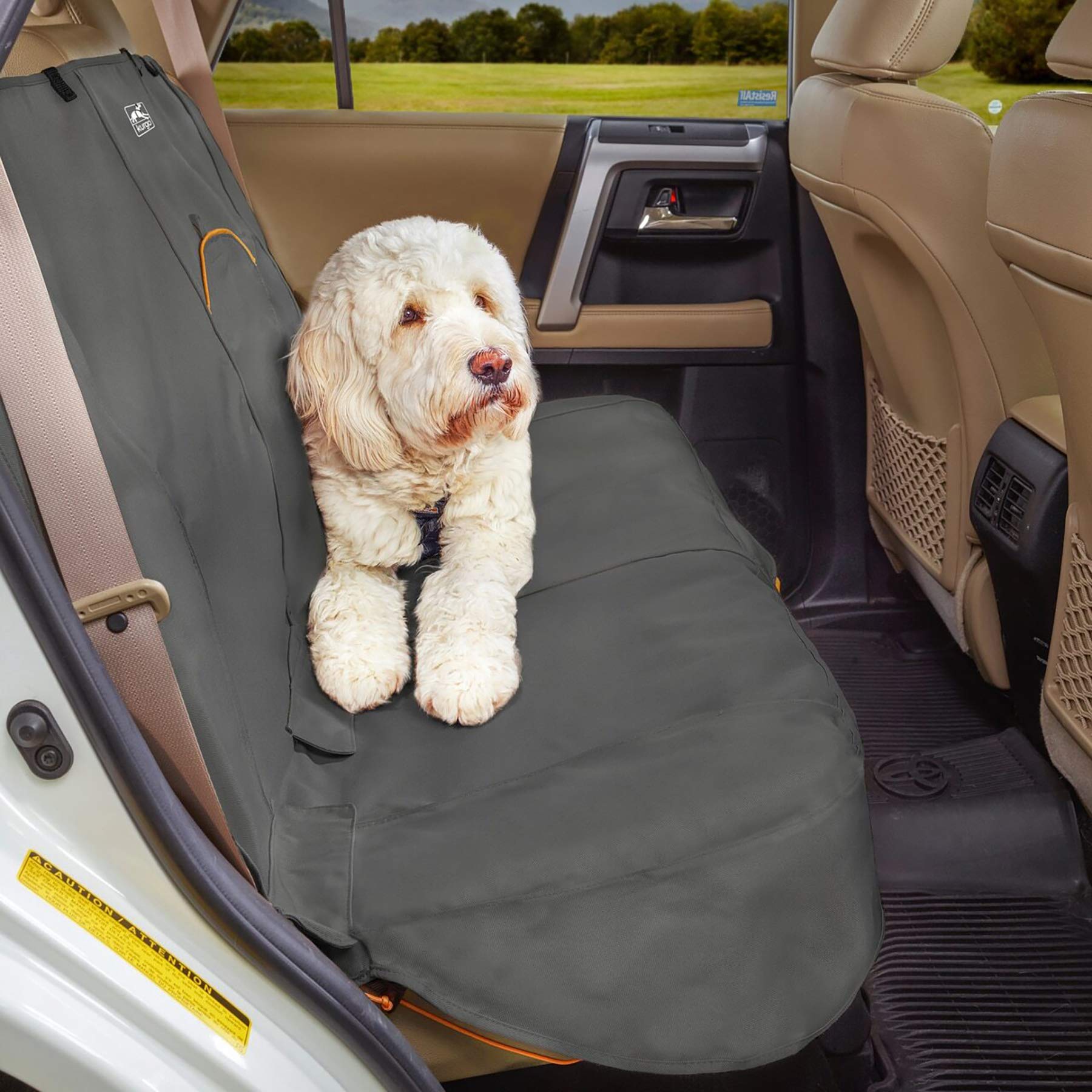 Kurgo Wander Bench Dog Car Seat Cover - Waterproof, Stain-Resistant Pet Seat Protector with Secure Fit - Charcoal Grey - Perfect for Road Trips & Outdoor Adventures
