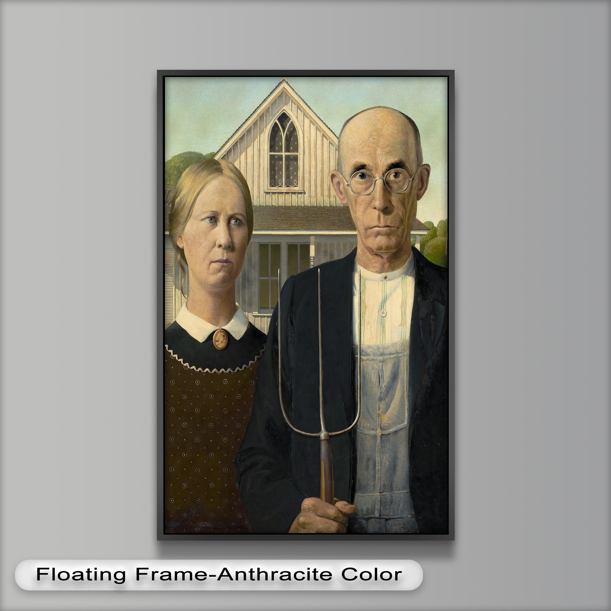 American Gothic - Iconic Midwestern Portrait Historic Oil Painting Wall Art for Home Decor, Office & Gallery Display | Farmhouse & Vintage Style Artwork