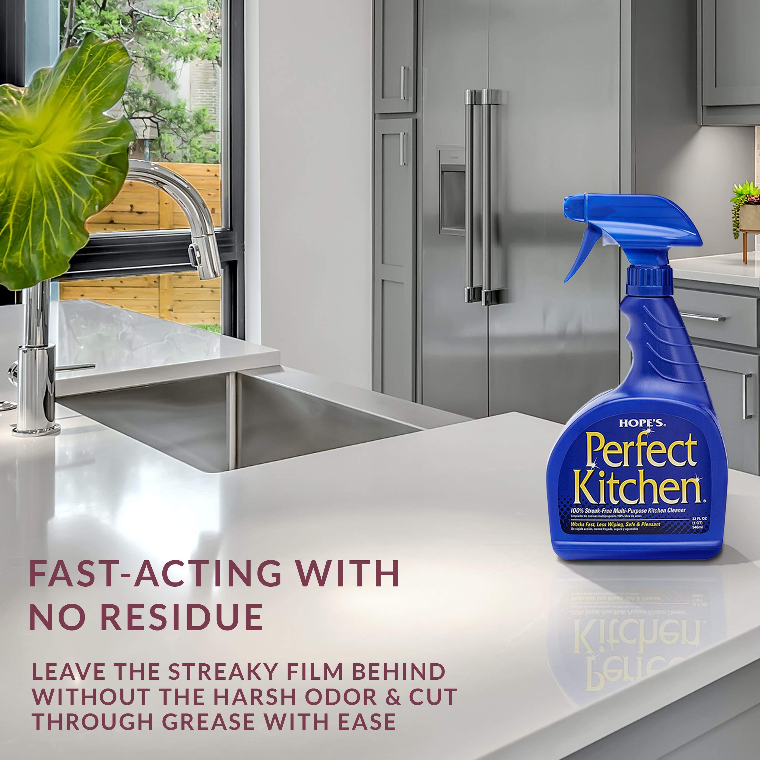 HOPE'S Perfect Glass Cleaner Refill - 67.6 oz Streak-Free Formula for Windows & Mirrors | Less Wiping, No Residue | Multi-Purpose Kitchen Cleaning Spray - 32 oz | Ideal for Home, Office & Commercial Use