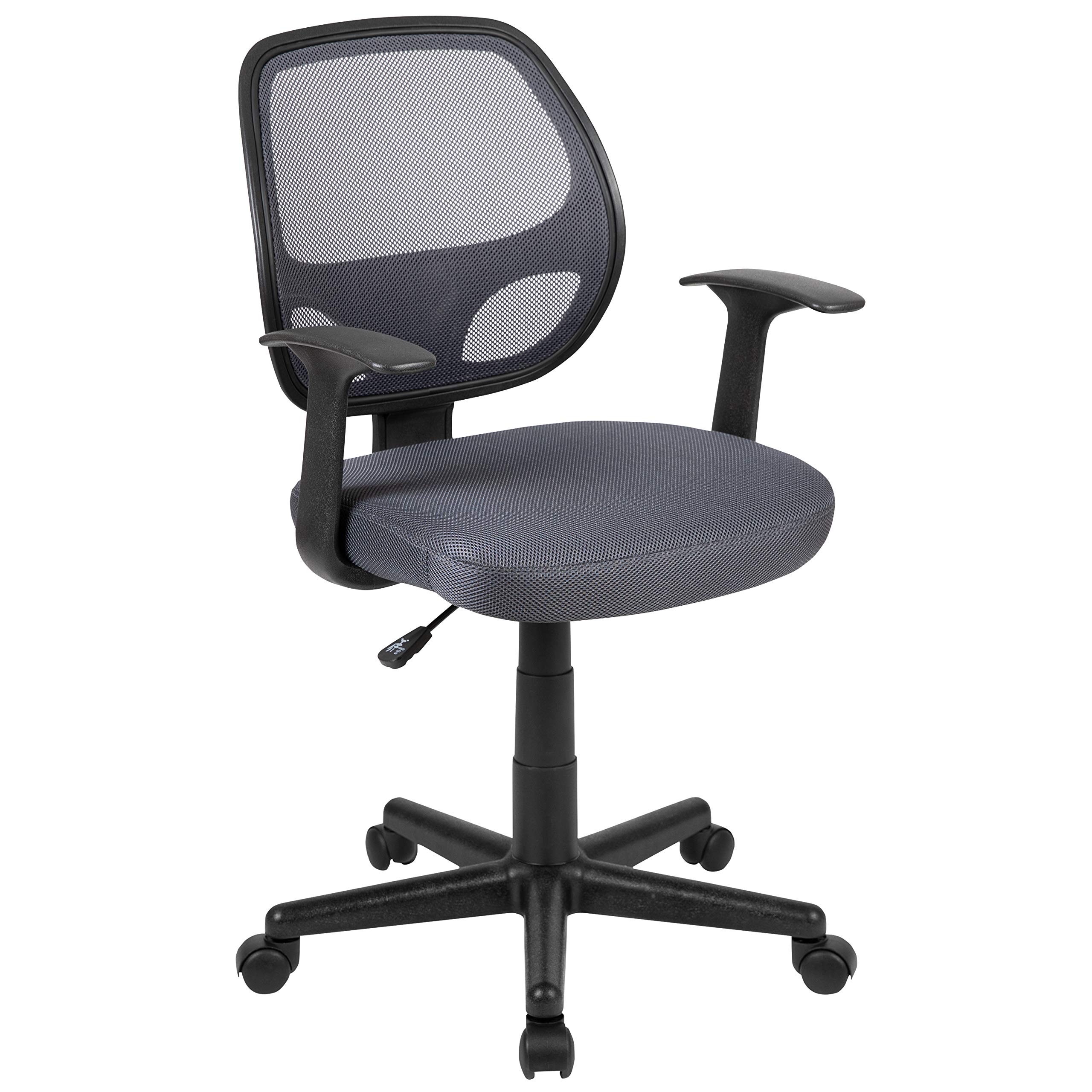 EMMA + OLIVER Mid-Back Gray Mesh Swivel Ergonomic Office Chair with Adjustable Arms - Perfect for Home Office, Gaming & Workspace Comfort