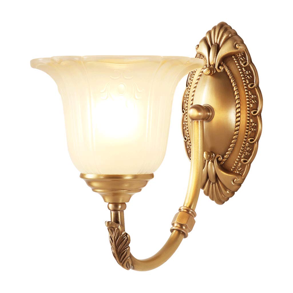 ZPTECH Modern Copper Wall Lamp - European Style LED Wall Light for Living Room, Bedroom, Bedside, Study & Hallway - Elegant Candle-Style Lighting Fixture (1 Head) - Perfect for Ambient & Accent Lighting in Home Decor