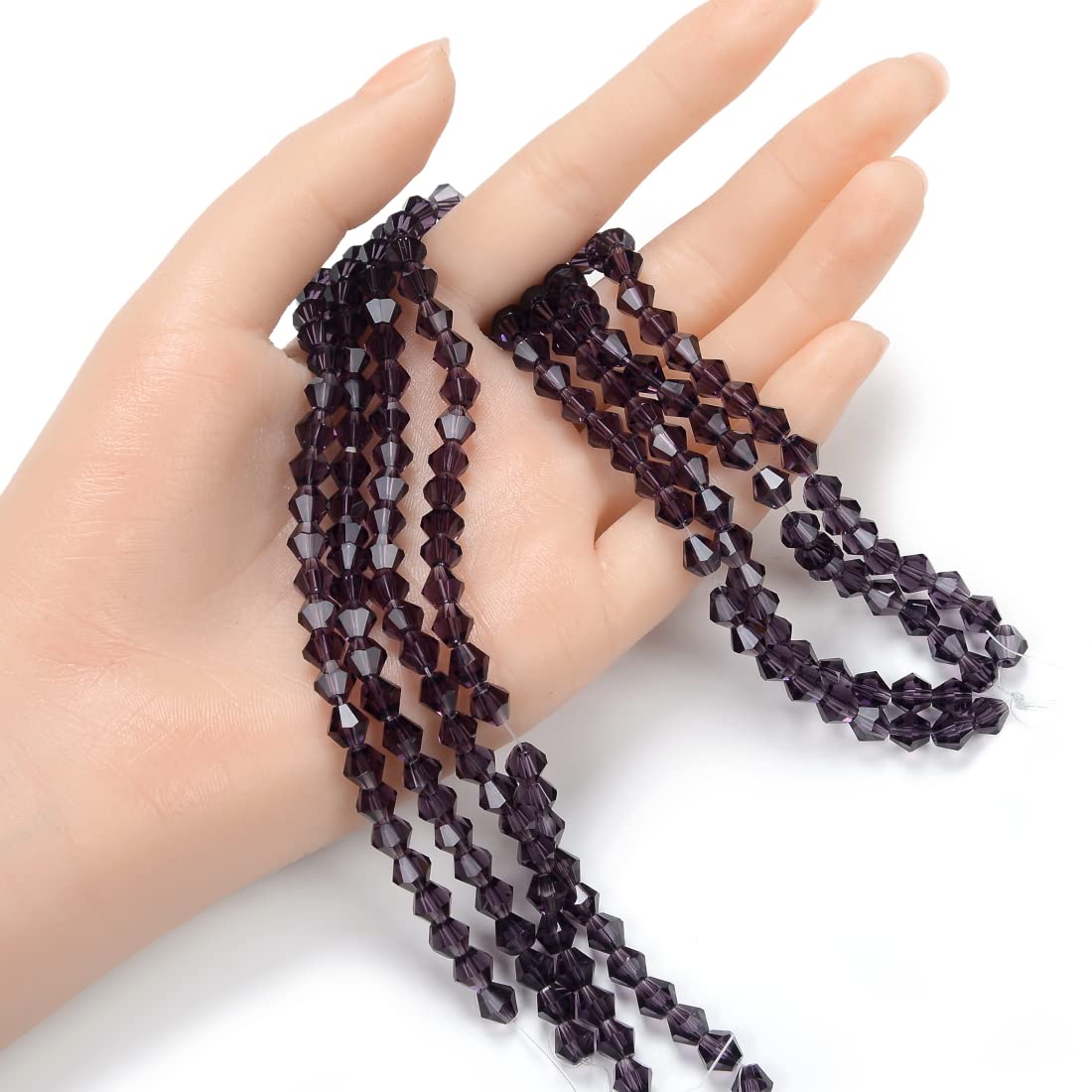 Czech 6mm (0.24 Inch) Faceted Bicone Crystal Glass Loose Beads - 20 Strands Bulk Amethyst Purple (860-920pcs) for DIY Jewelry Making, Bracelets, Necklaces & Craft Projects